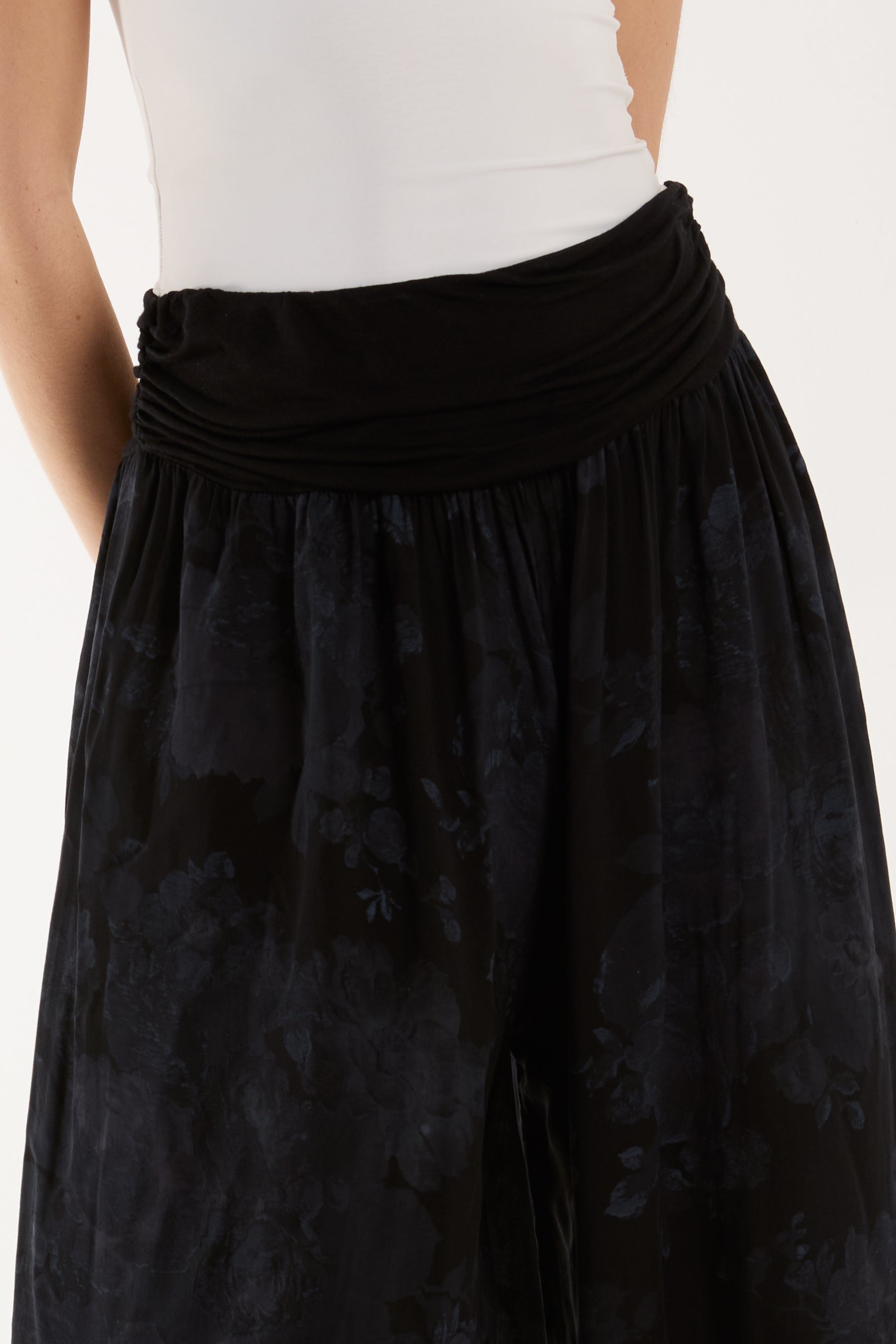 Roses Contrast Waist Harem Trousers