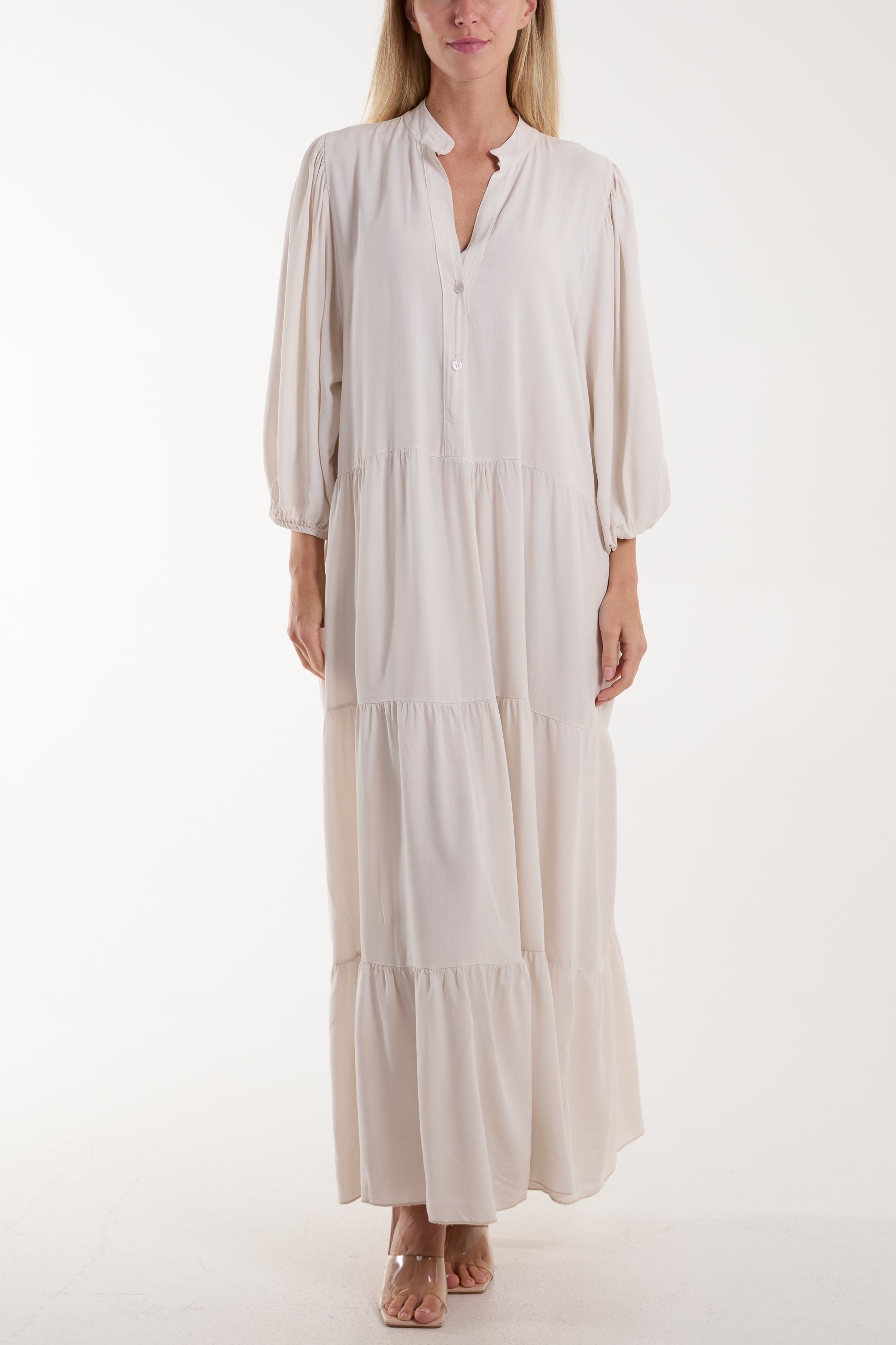 Tiered Maxi Shirt Dress