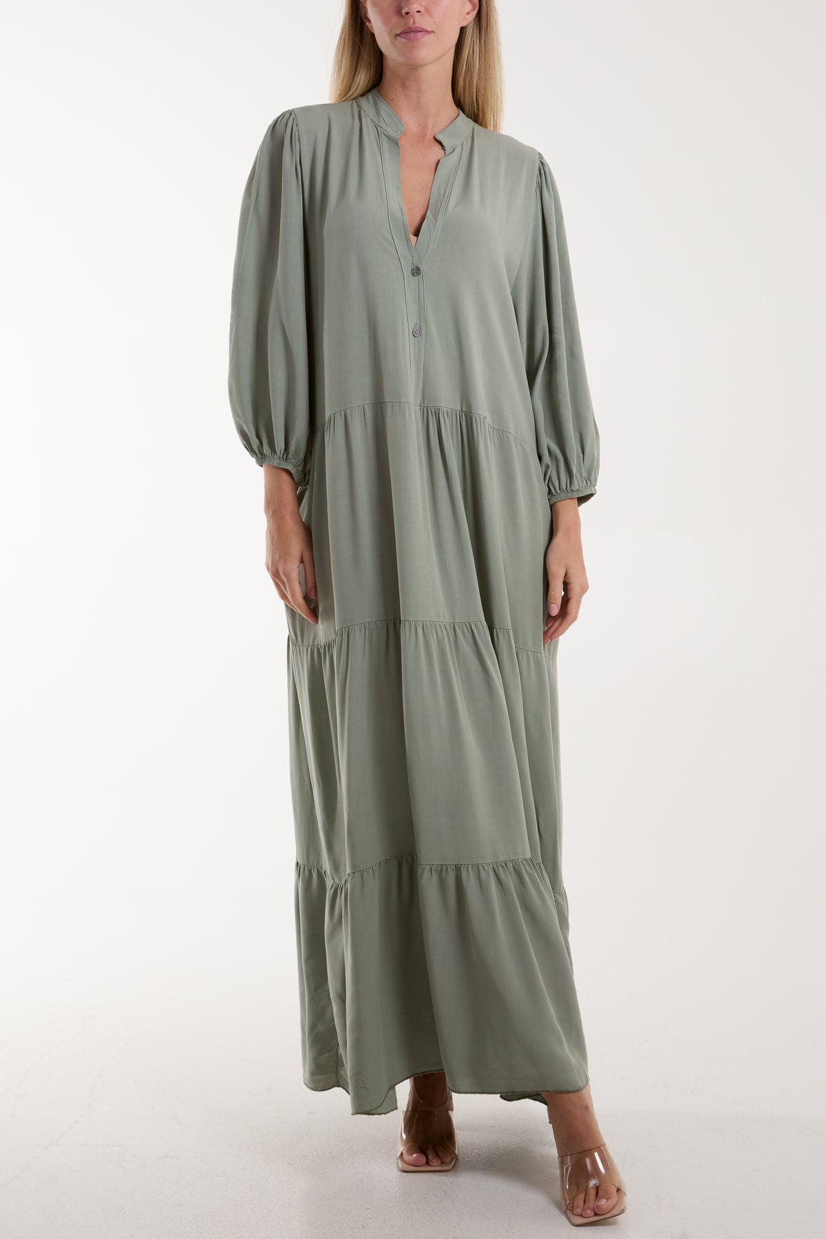 Tiered Maxi Shirt Dress