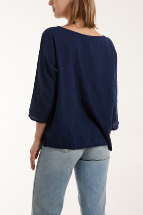 Necklace 3/4 Sleeve Blouse