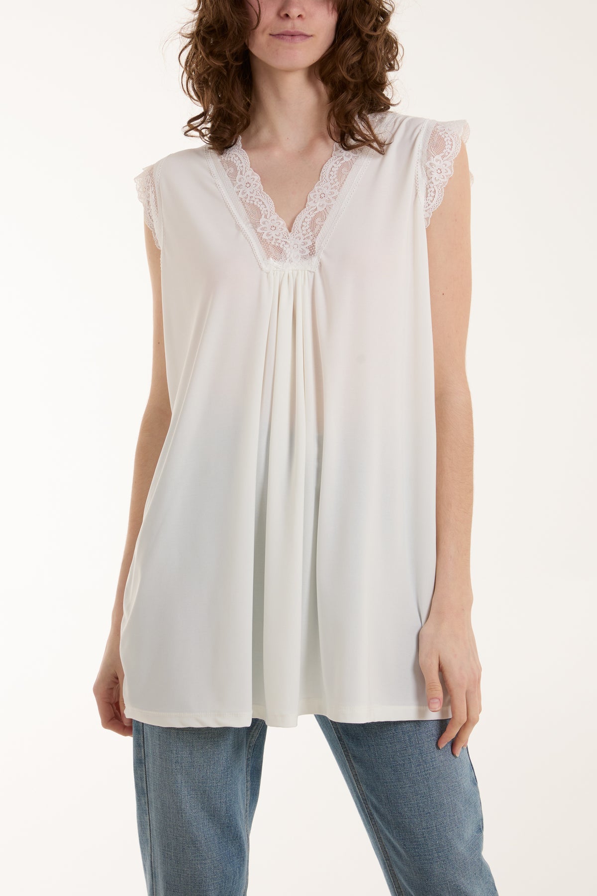 Lace Trim Sleeveless Top