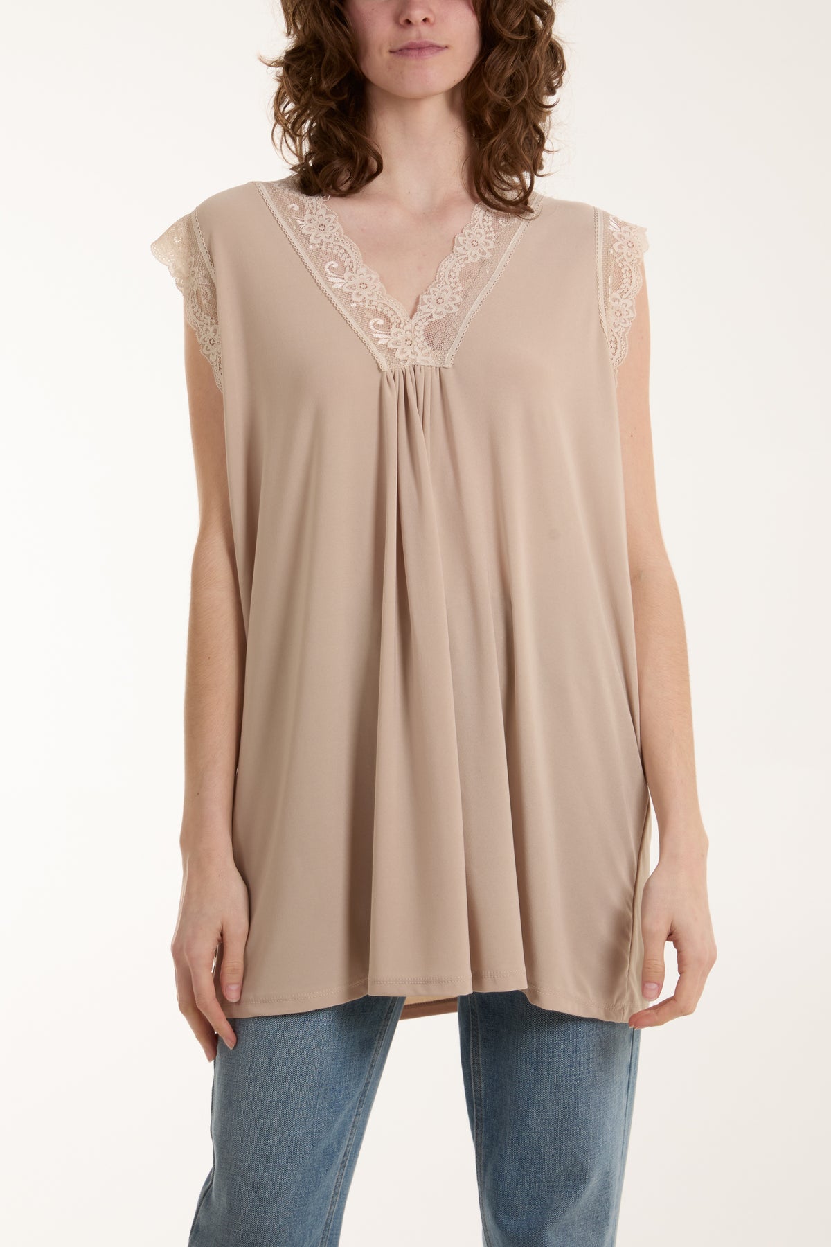 Lace Trim Sleeveless Top