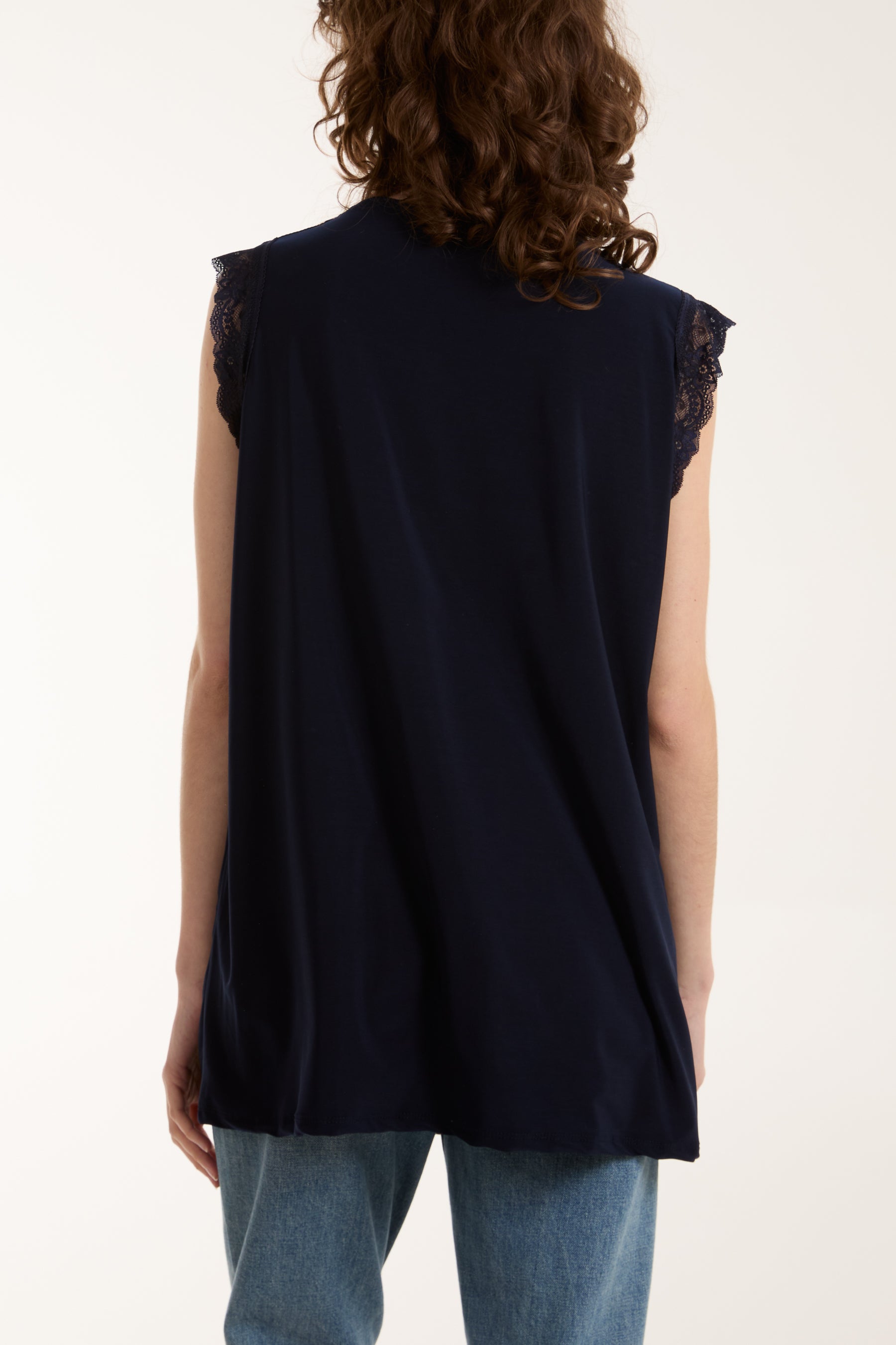 Lace Trim Sleeveless Top