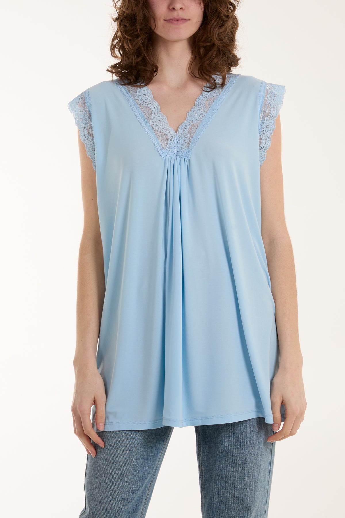 Lace Trim Sleeveless Top