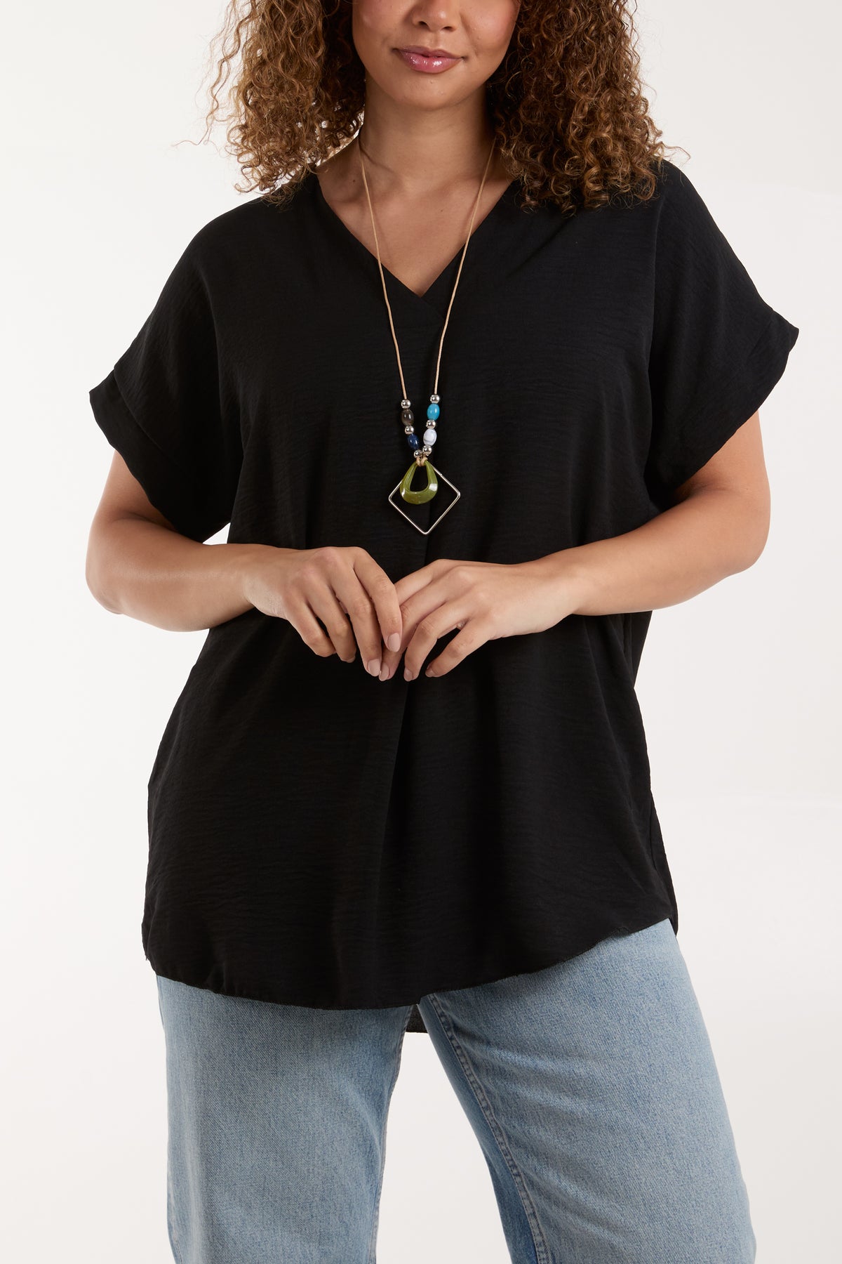 Necklace V-Neck Crossover Top