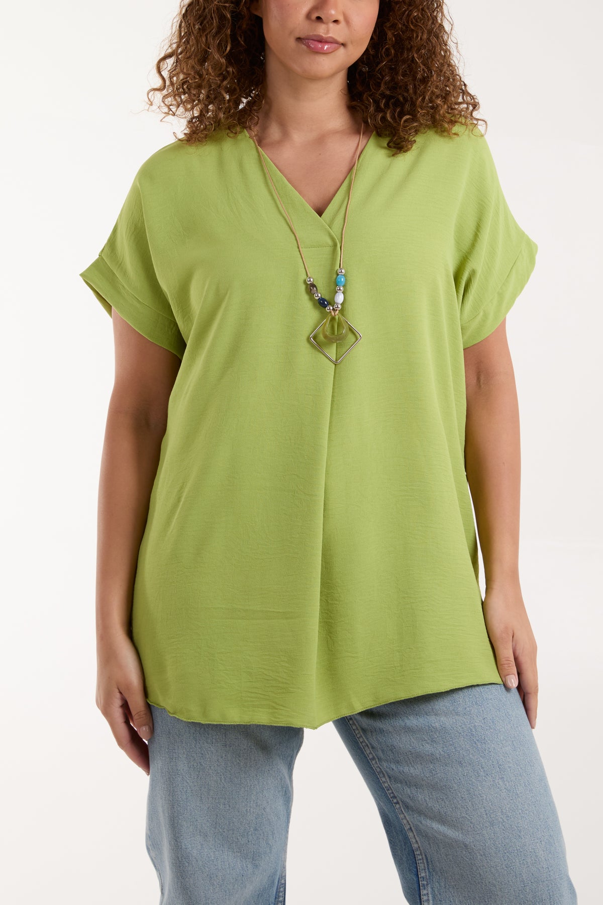 Necklace V-Neck Crossover Top