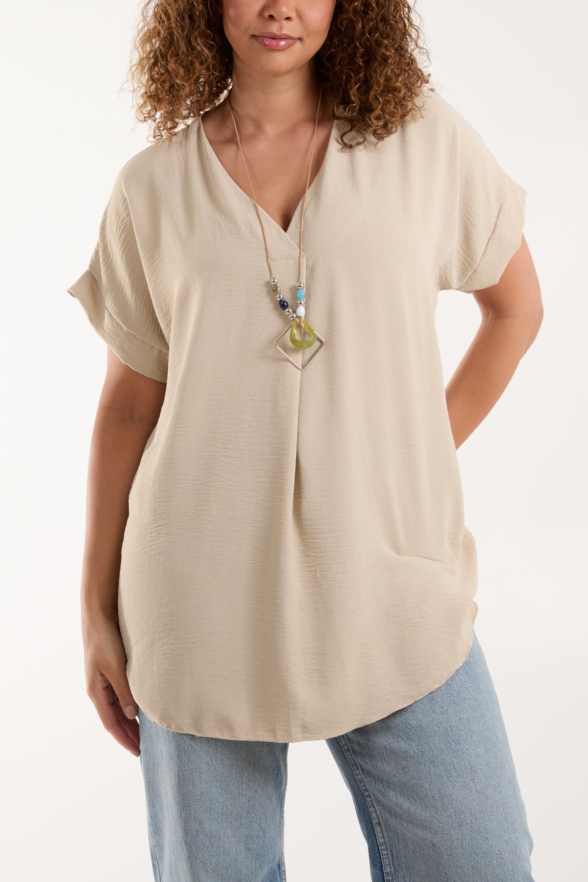 Necklace V-Neck Crossover Top