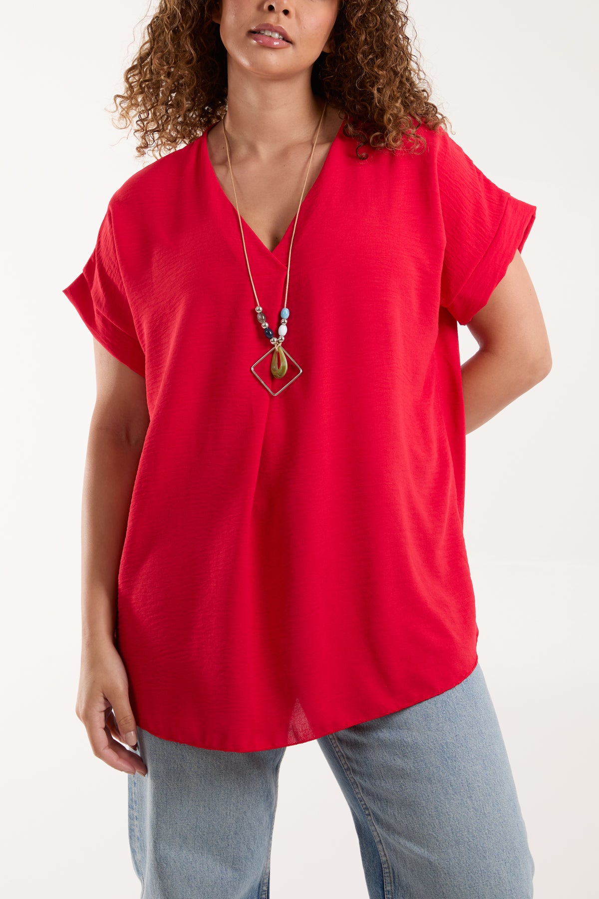 Necklace V-Neck Crossover Top