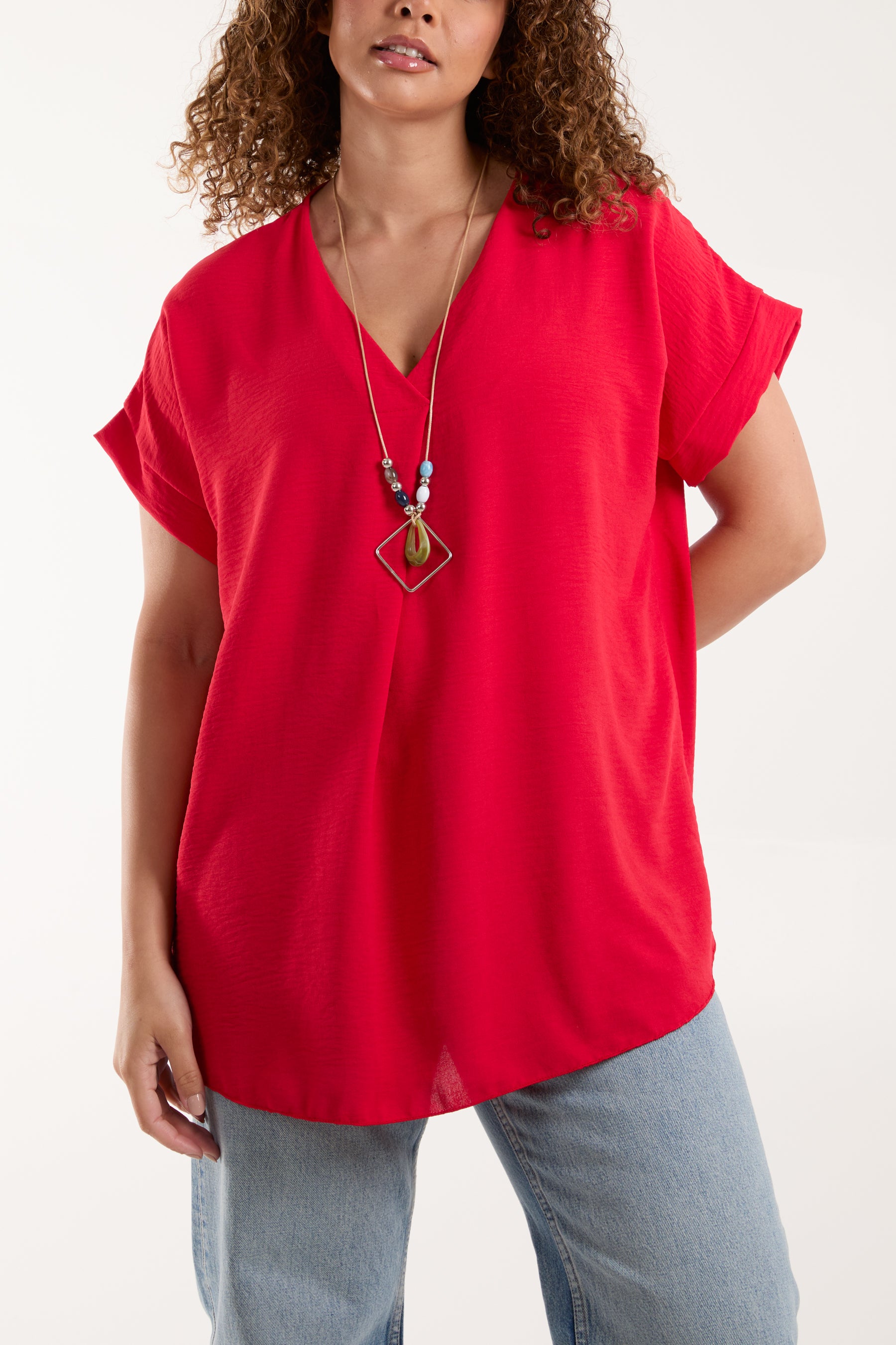 Necklace V-Neck Crossover Top