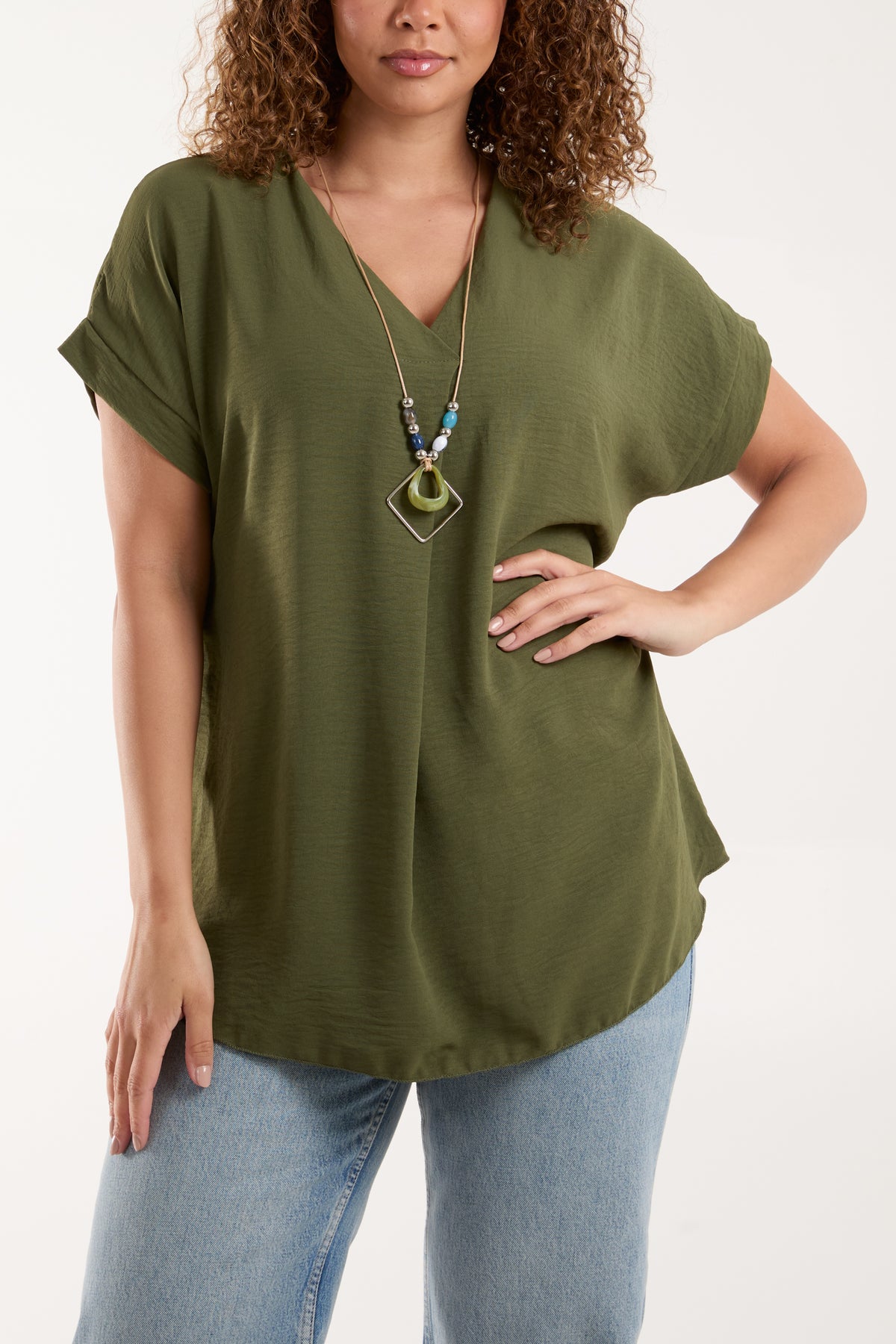 Necklace V-Neck Crossover Top