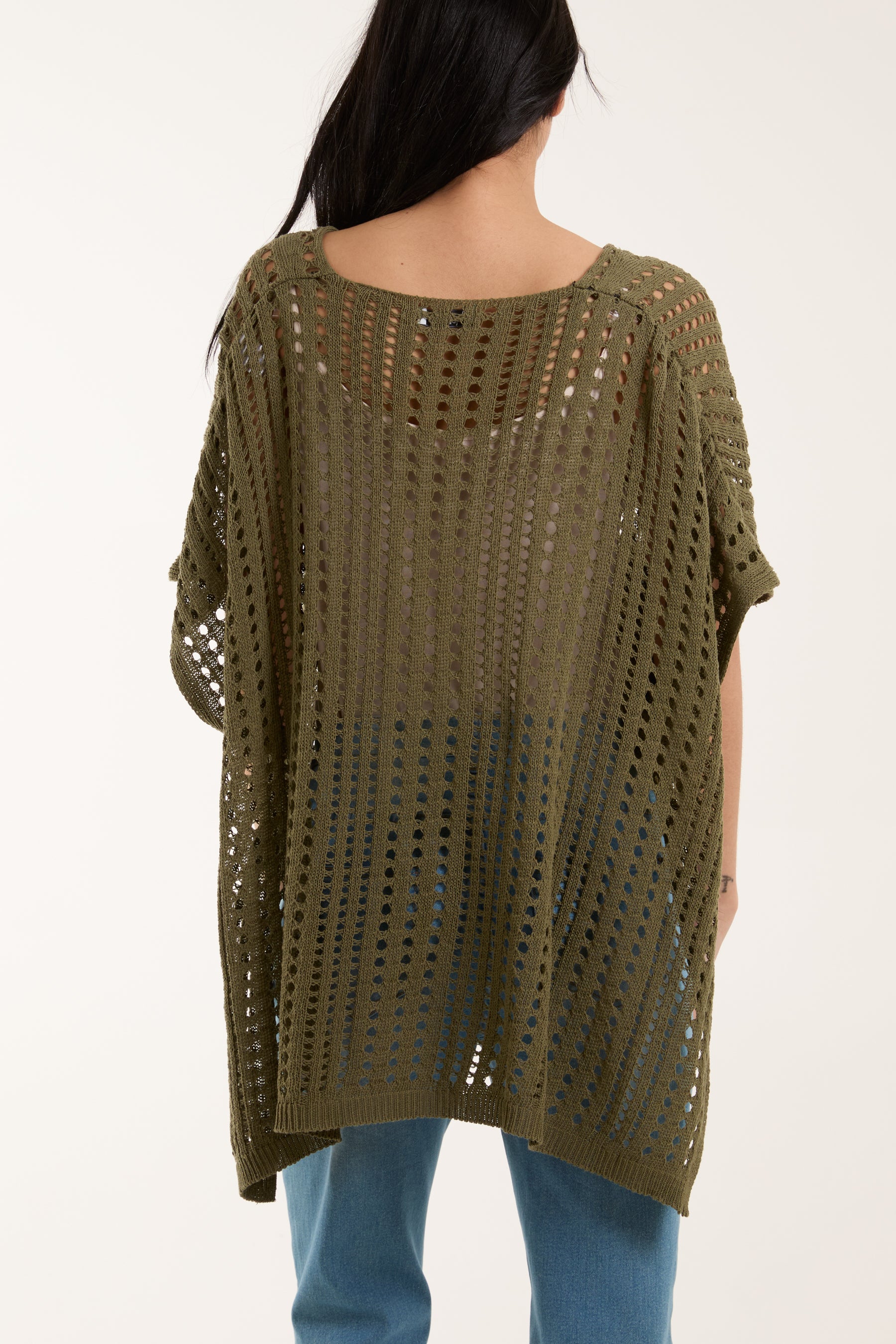 3/4 Sleeve Crochet Poncho