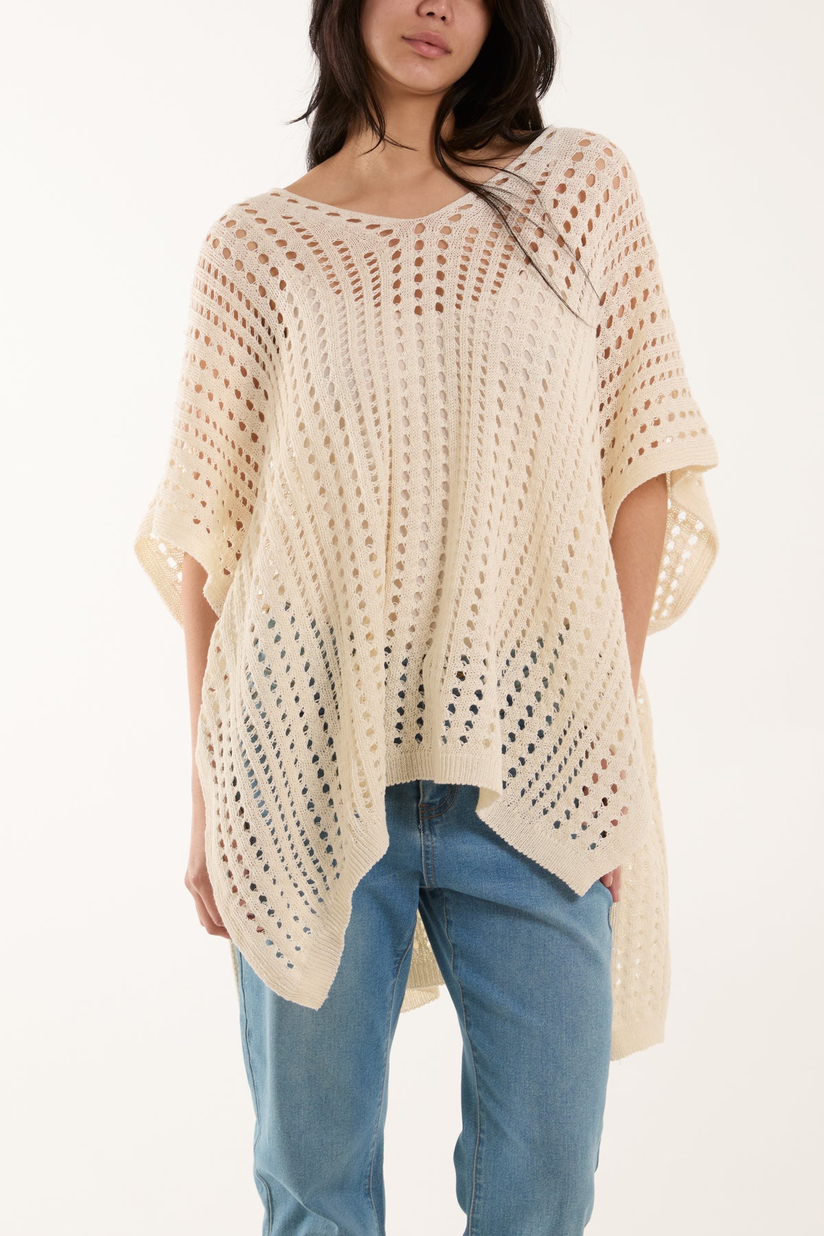 3/4 Sleeve Crochet Poncho