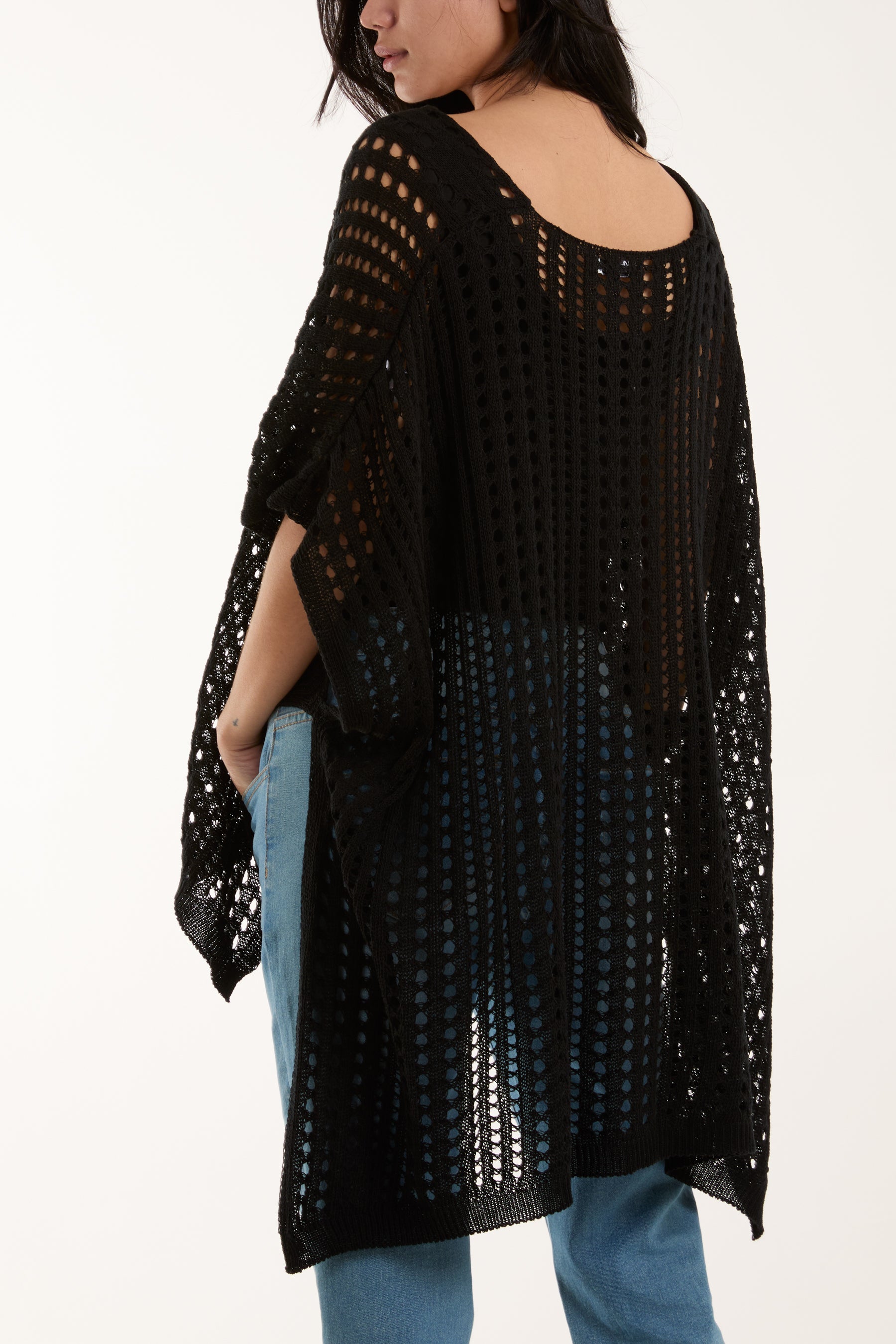 3/4 Sleeve Crochet Poncho