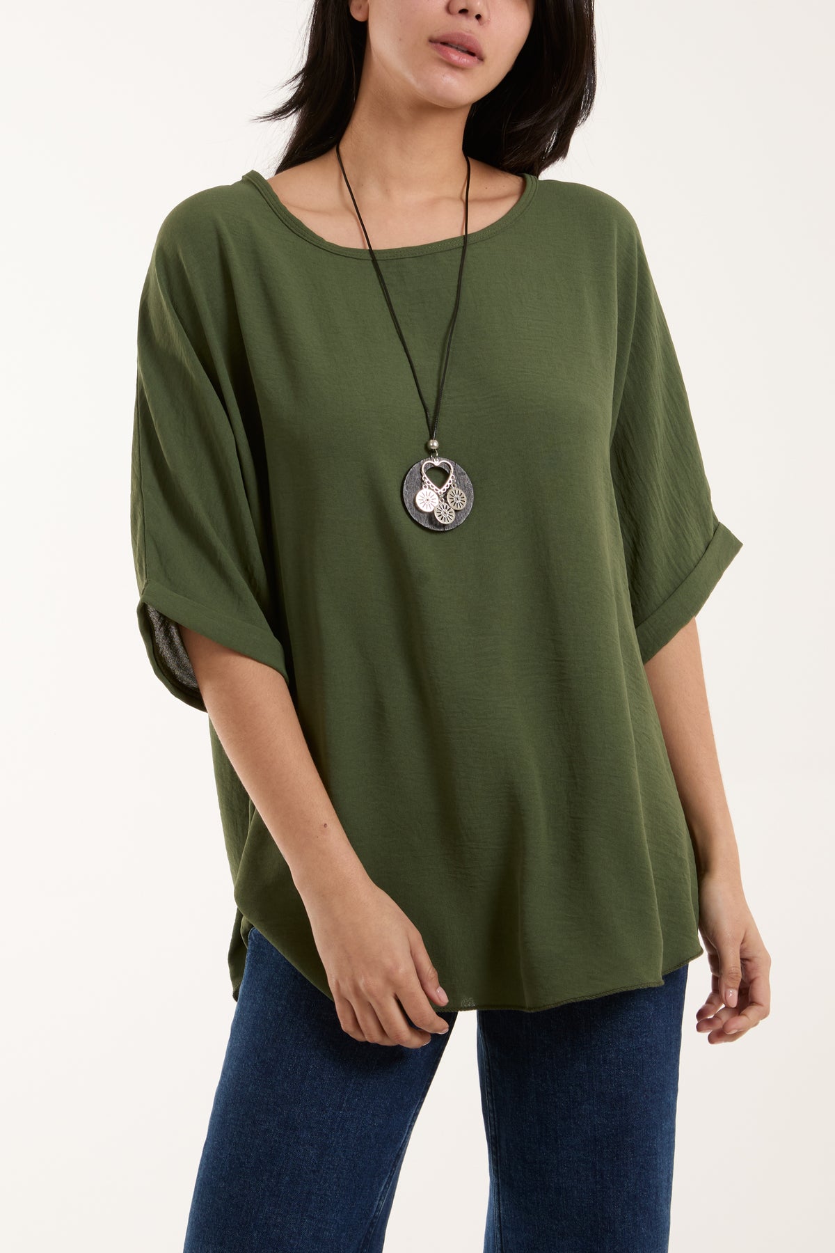 Short Sleeve Necklace Blouse