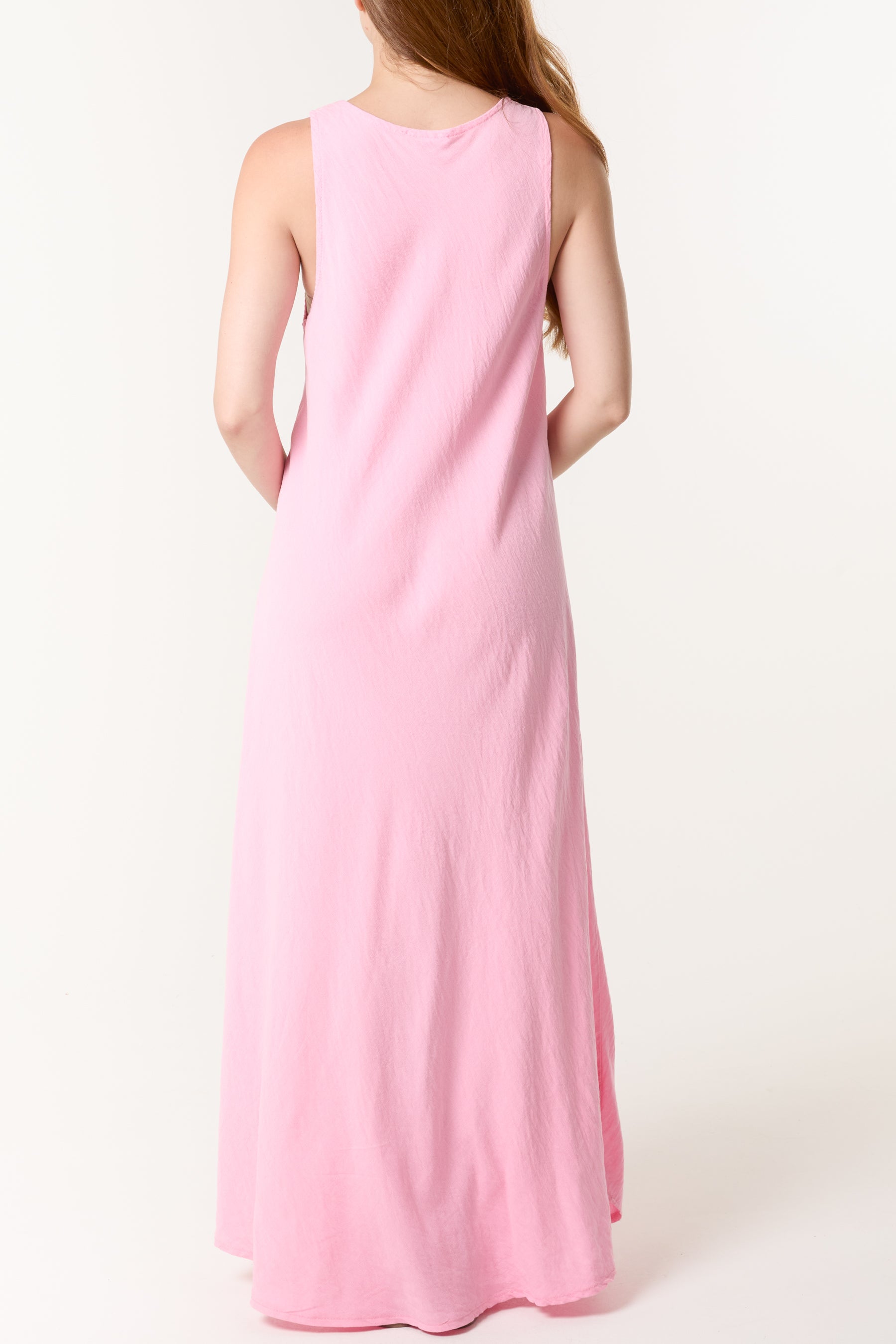 Sleeveless V-Neck Pockets Maxi Dress