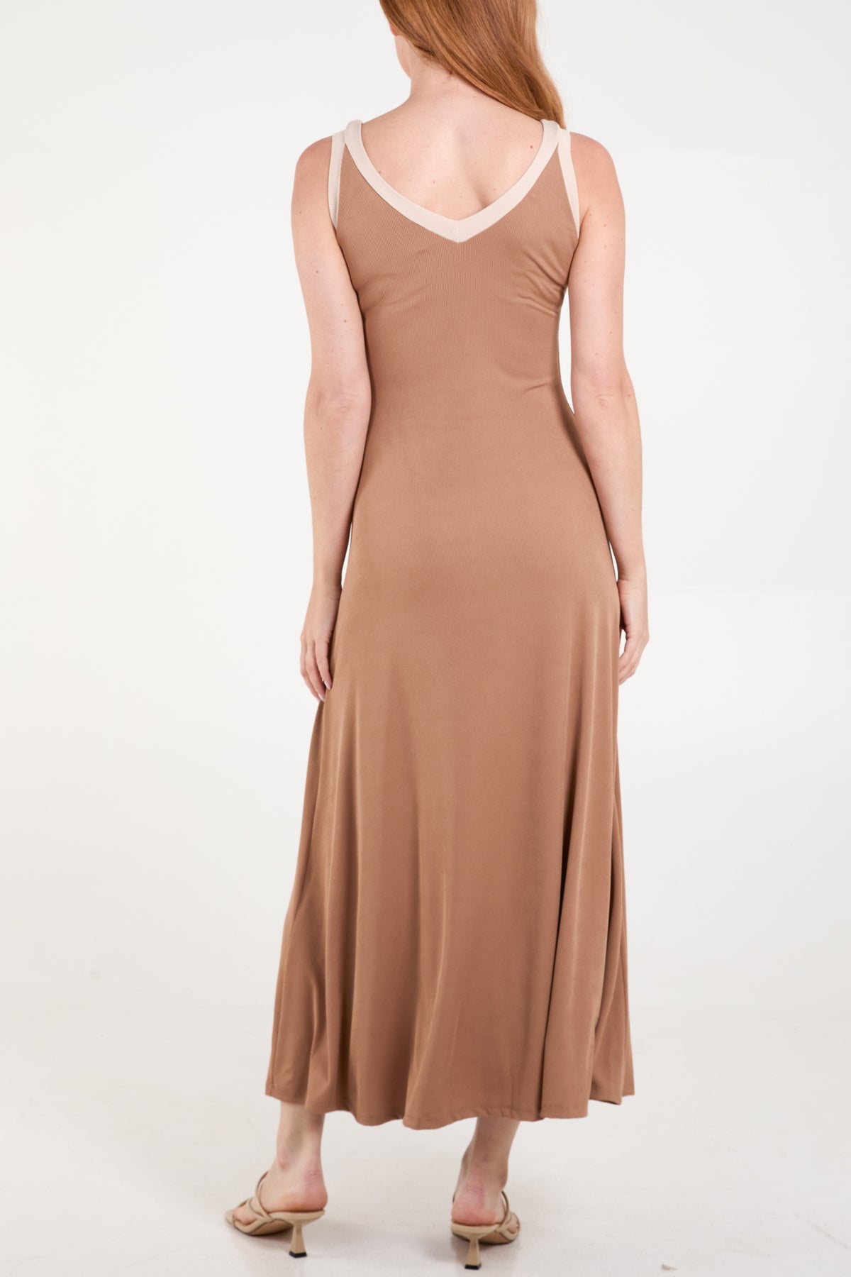 Ribbed Split Front Panel Dress