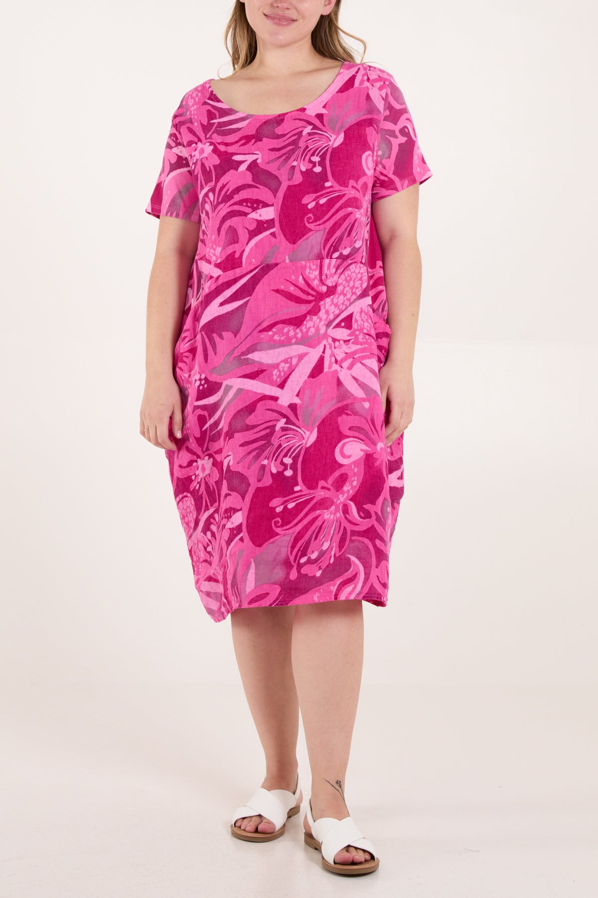 Pure Linen Tropical Pocket Dress