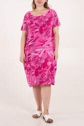 Pure Linen Tropical Pocket Dress