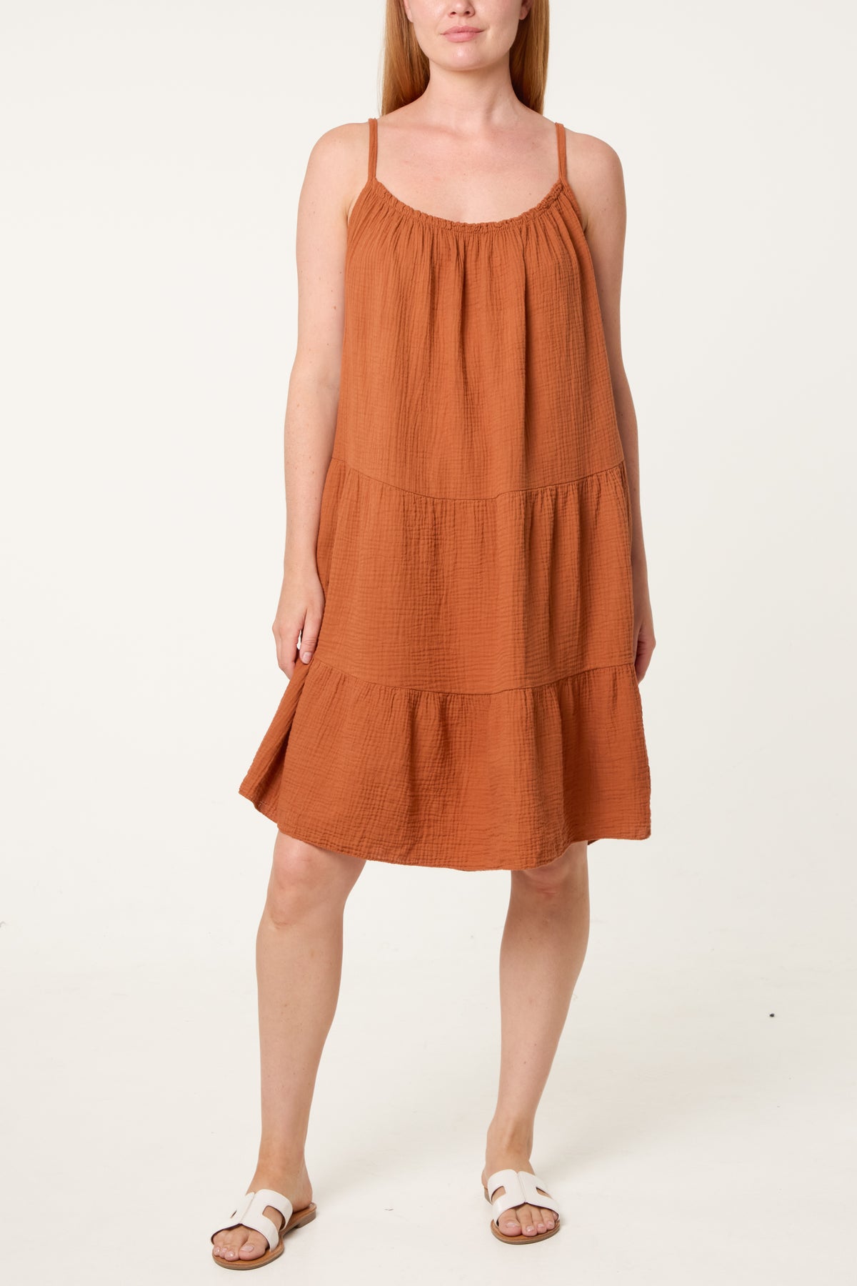 Cheesecloth Cami Tiered Mini Dress