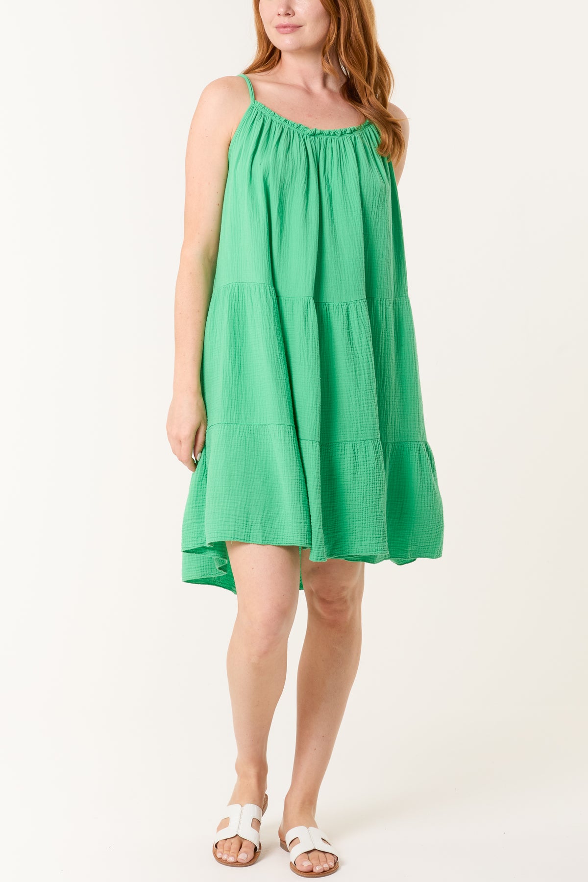 Cheesecloth Cami Tiered Mini Dress