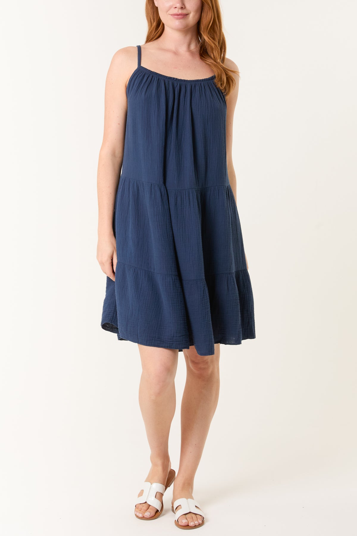 Cheesecloth Cami Tiered Mini Dress