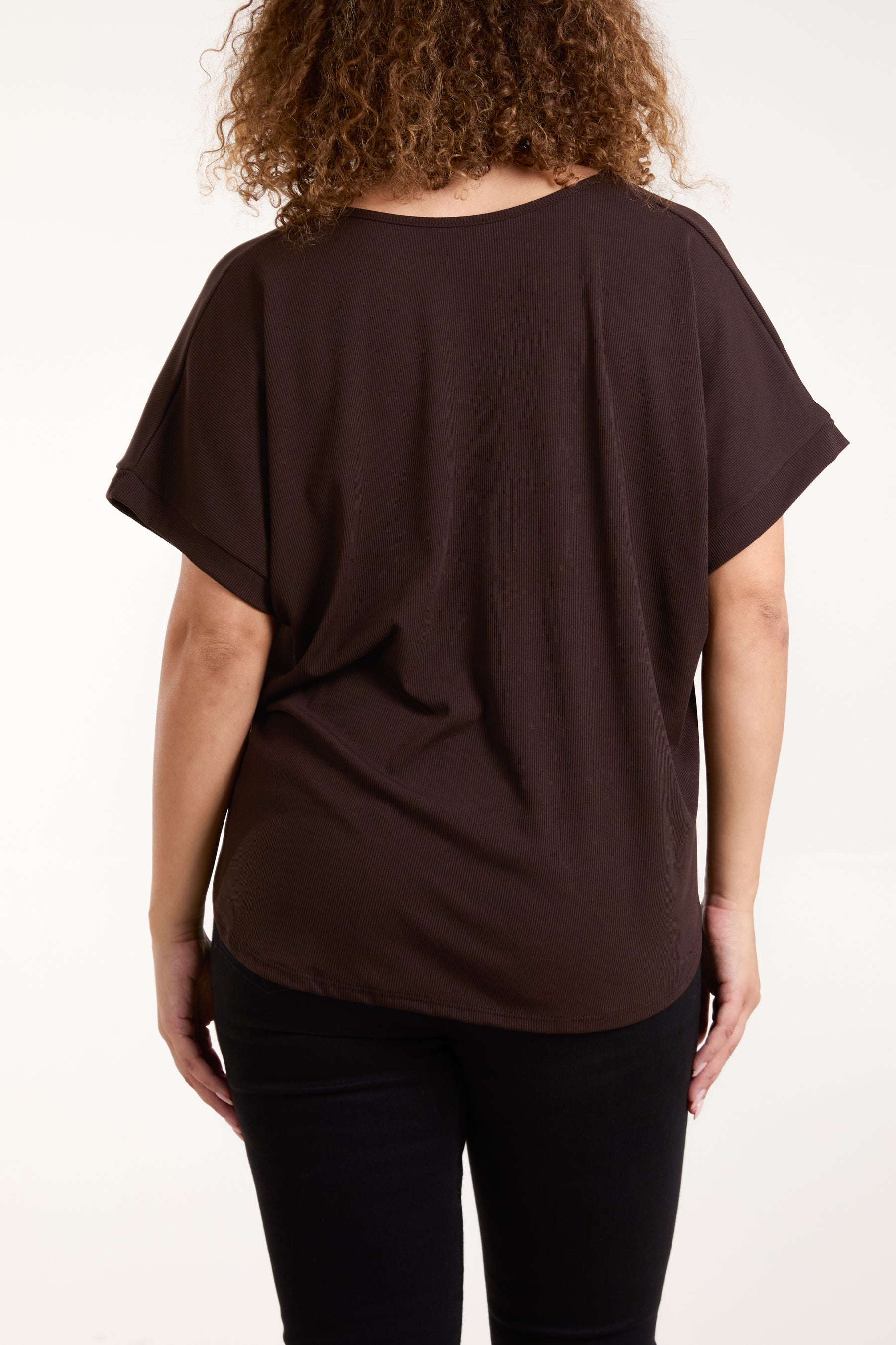 Necklace Short Sleeve Ribbed Top