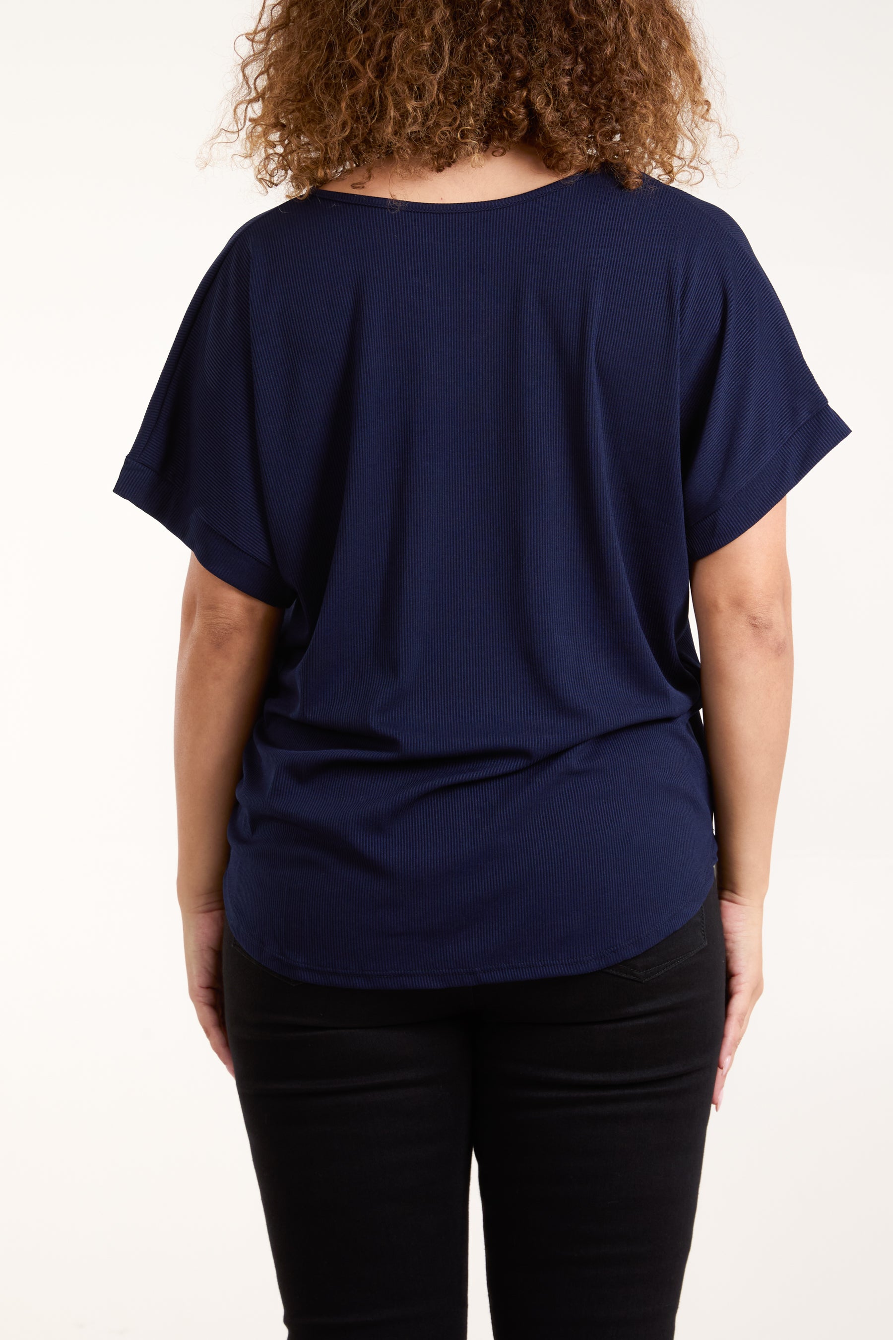 Necklace Short Sleeve Ribbed Top