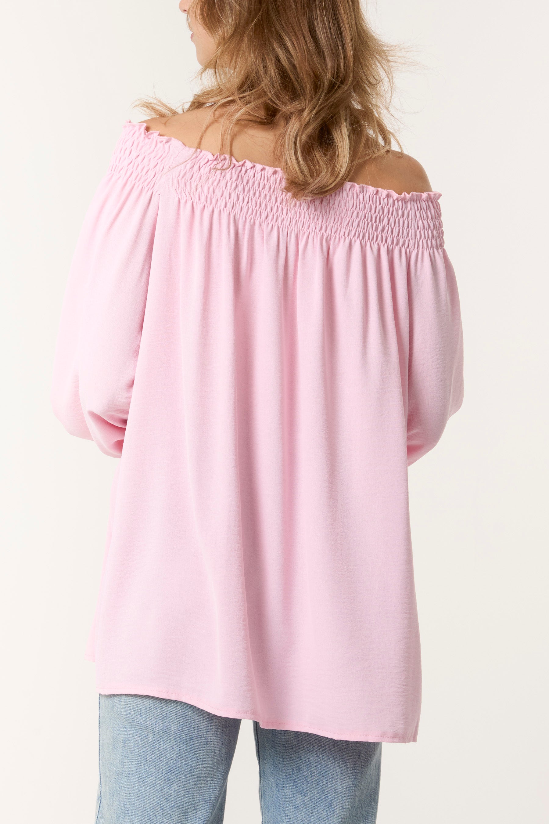 Floaty Long Sleeve Bardot Blouse