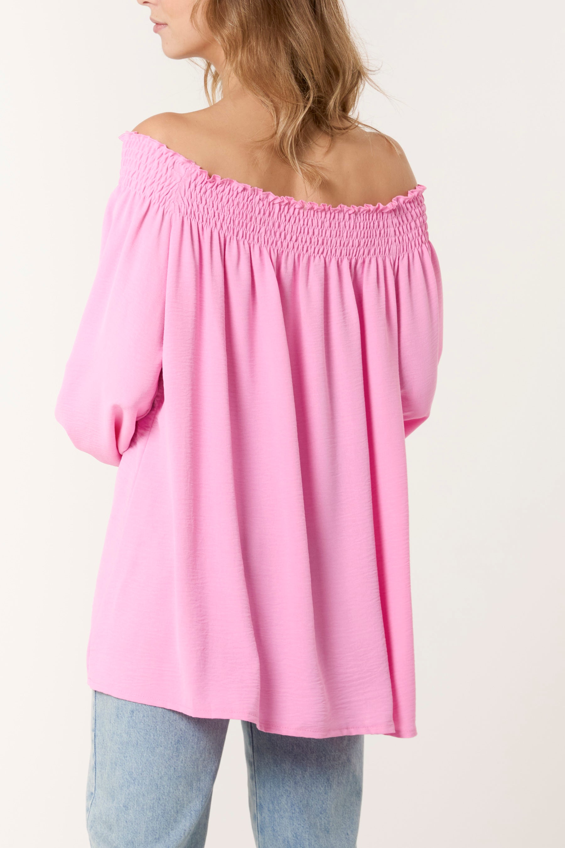 Floaty Long Sleeve Bardot Blouse