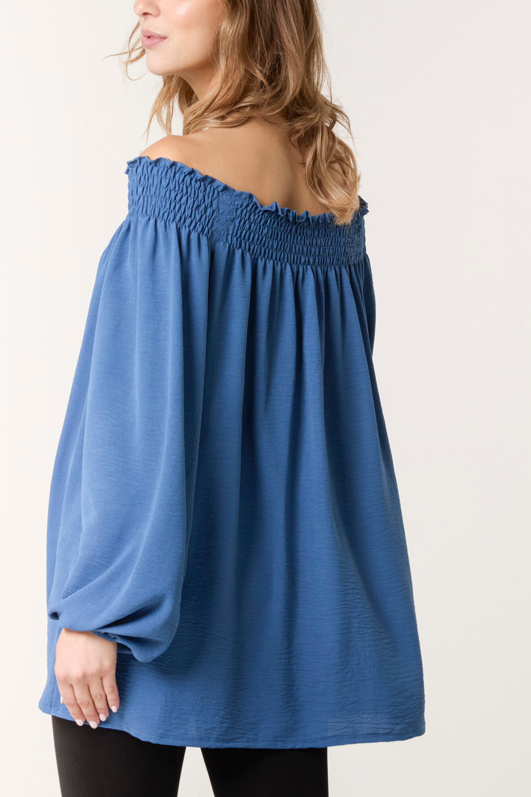 Floaty Long Sleeve Bardot Blouse