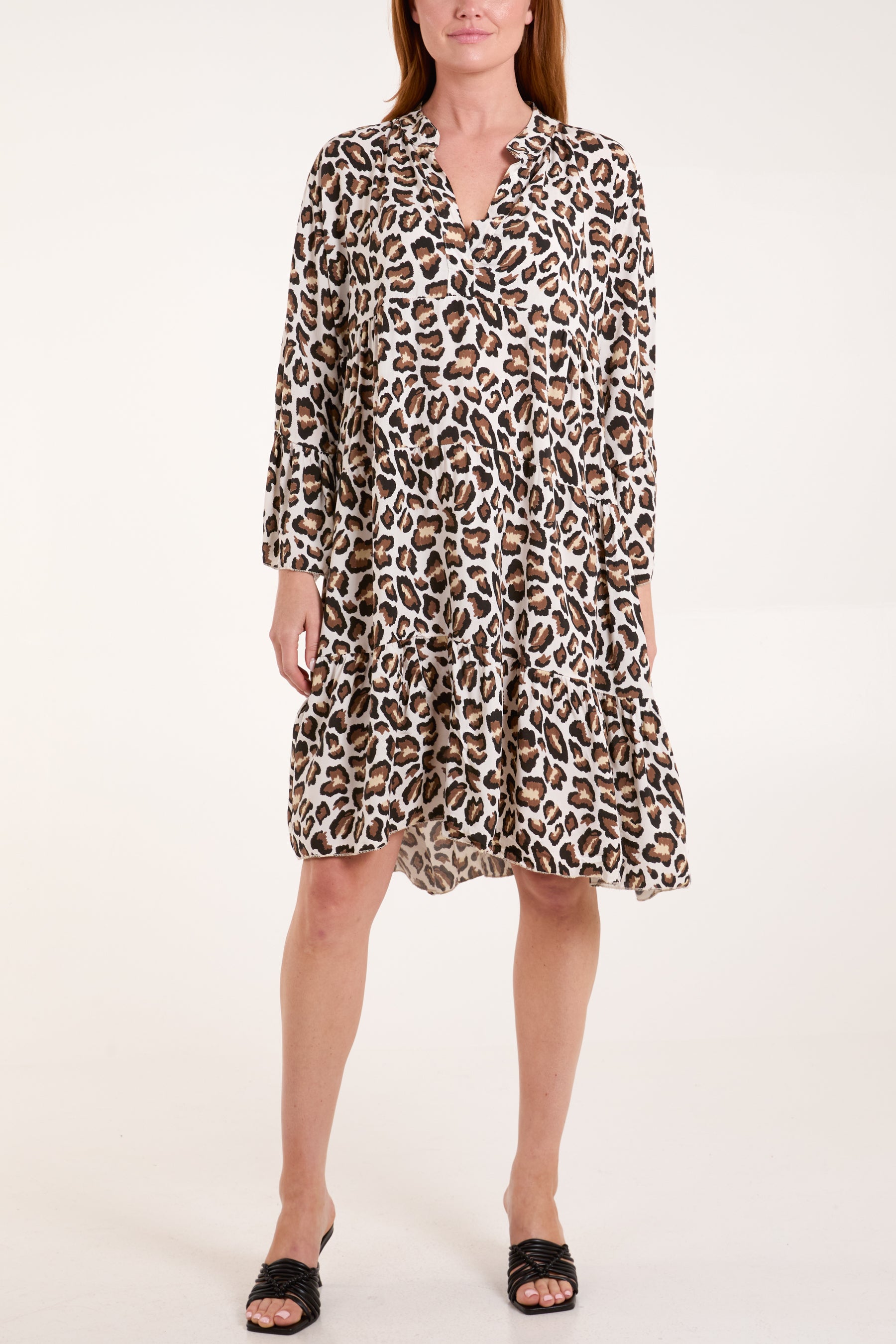 Leopard Print Tiered Mini Dress