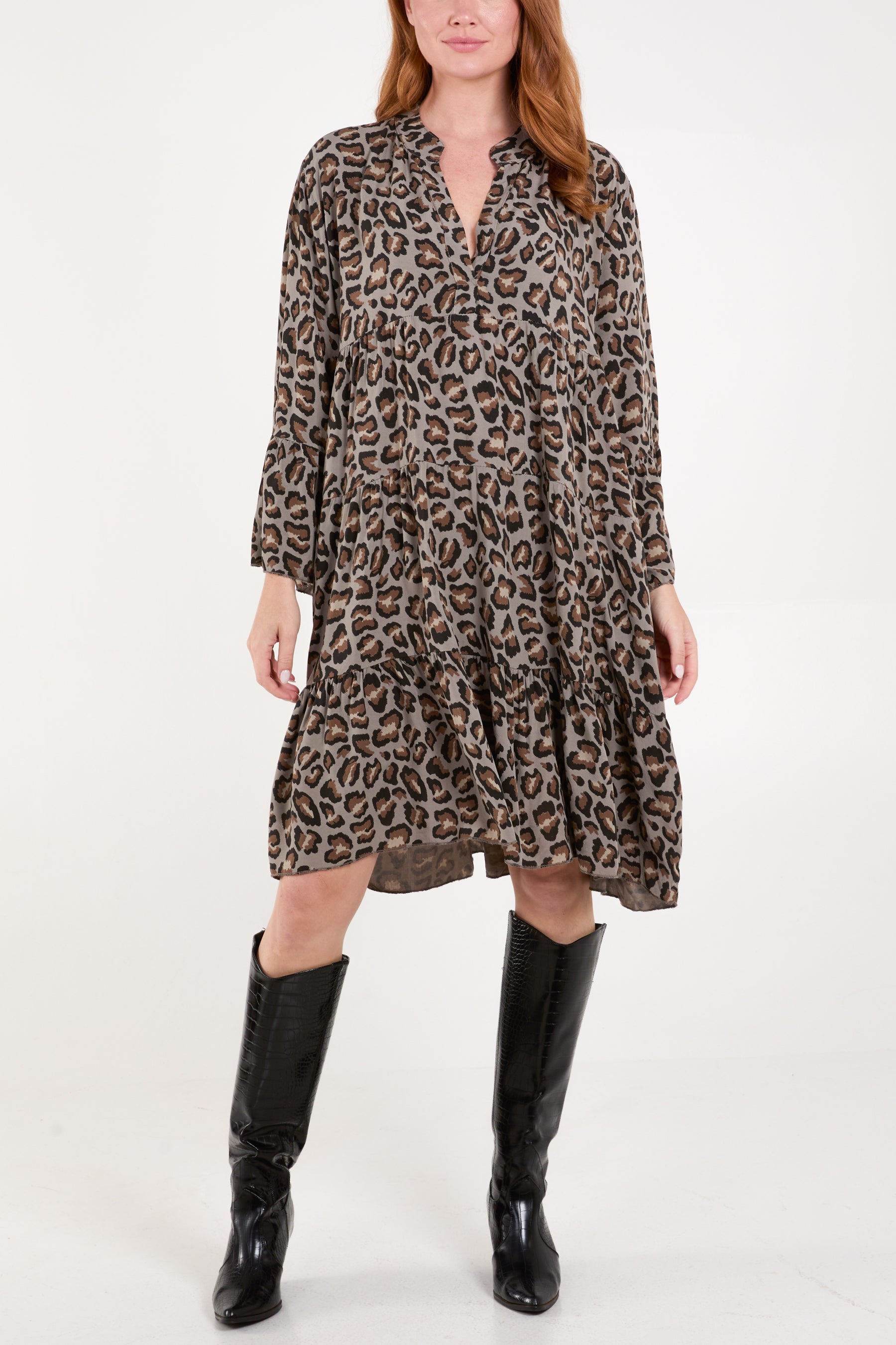 Leopard Print Tiered Mini Dress