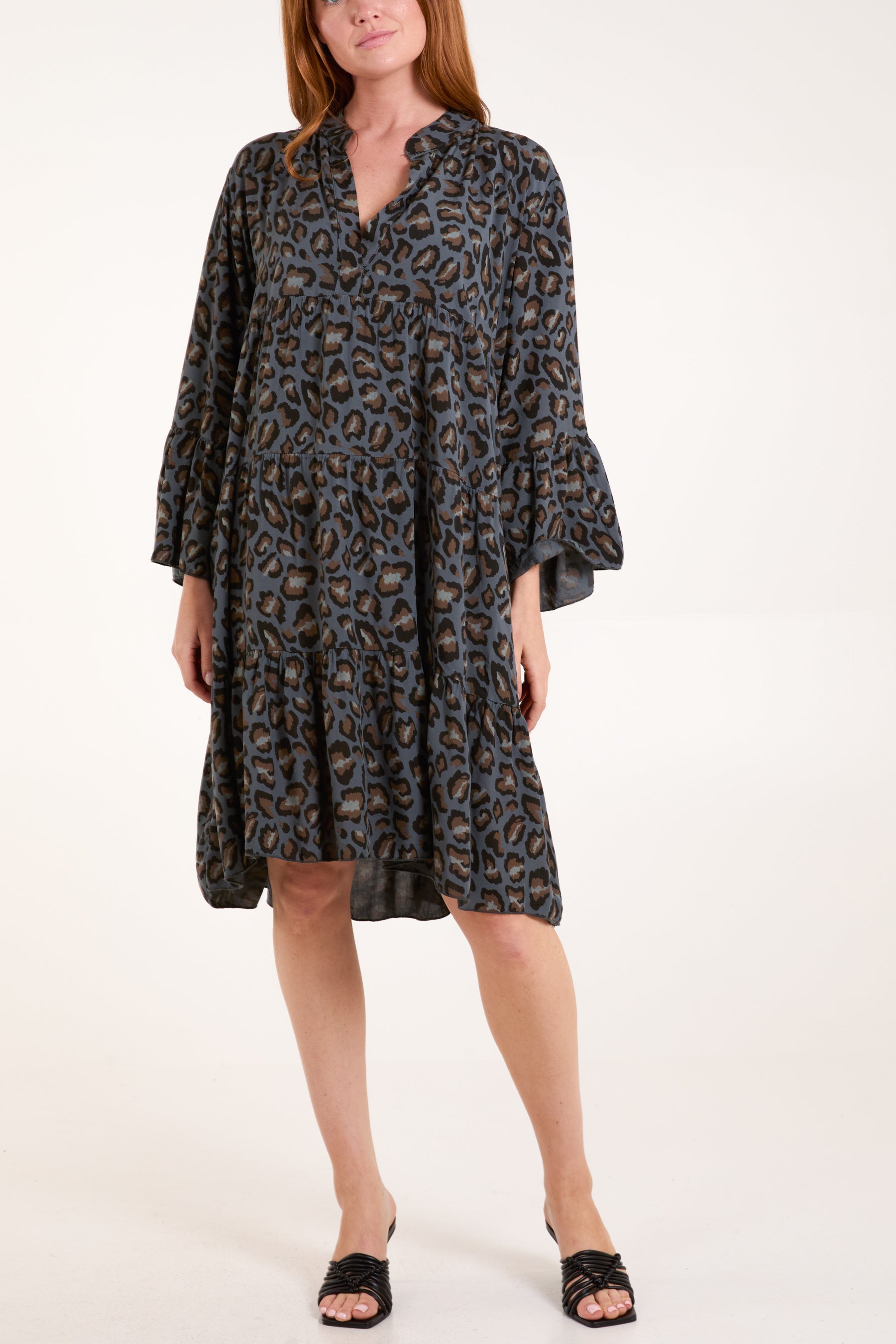 Leopard Print Tiered Mini Dress