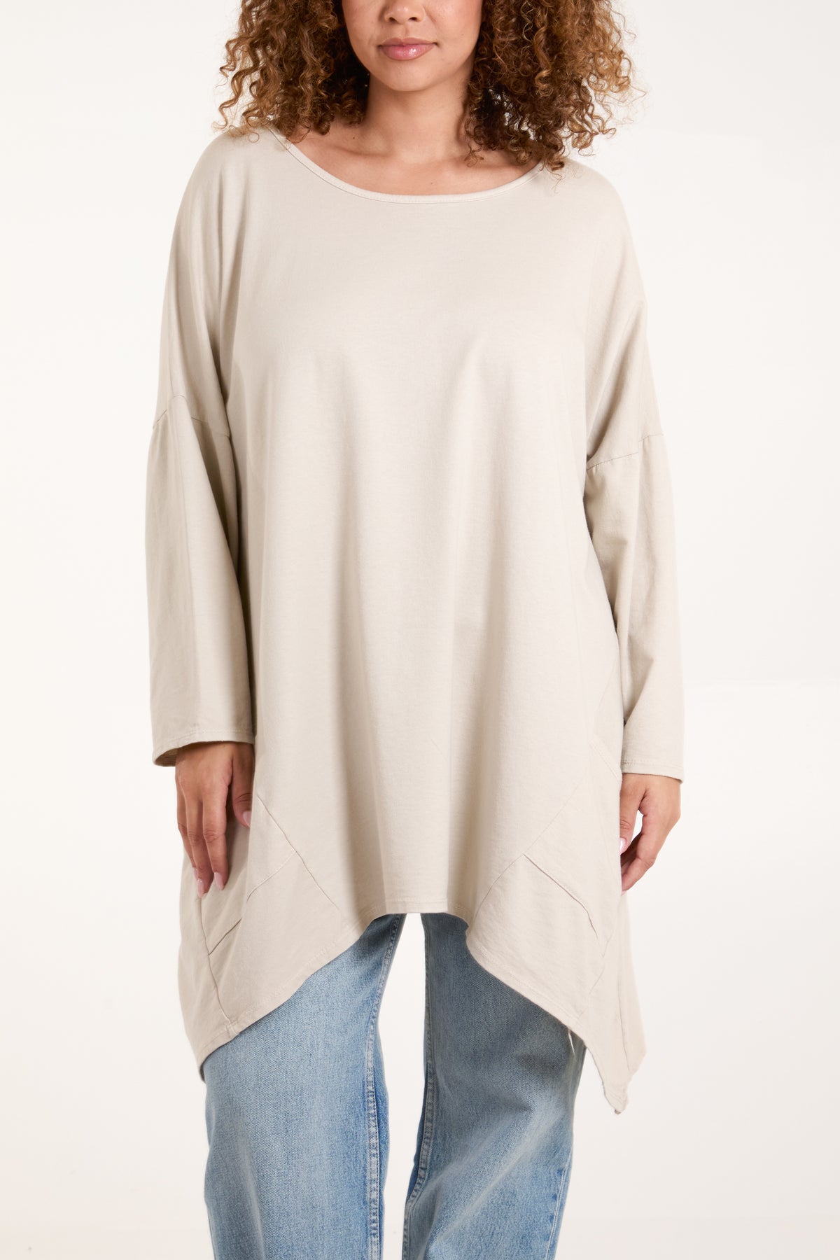 Asymmetric Hem Long Sleeve Top