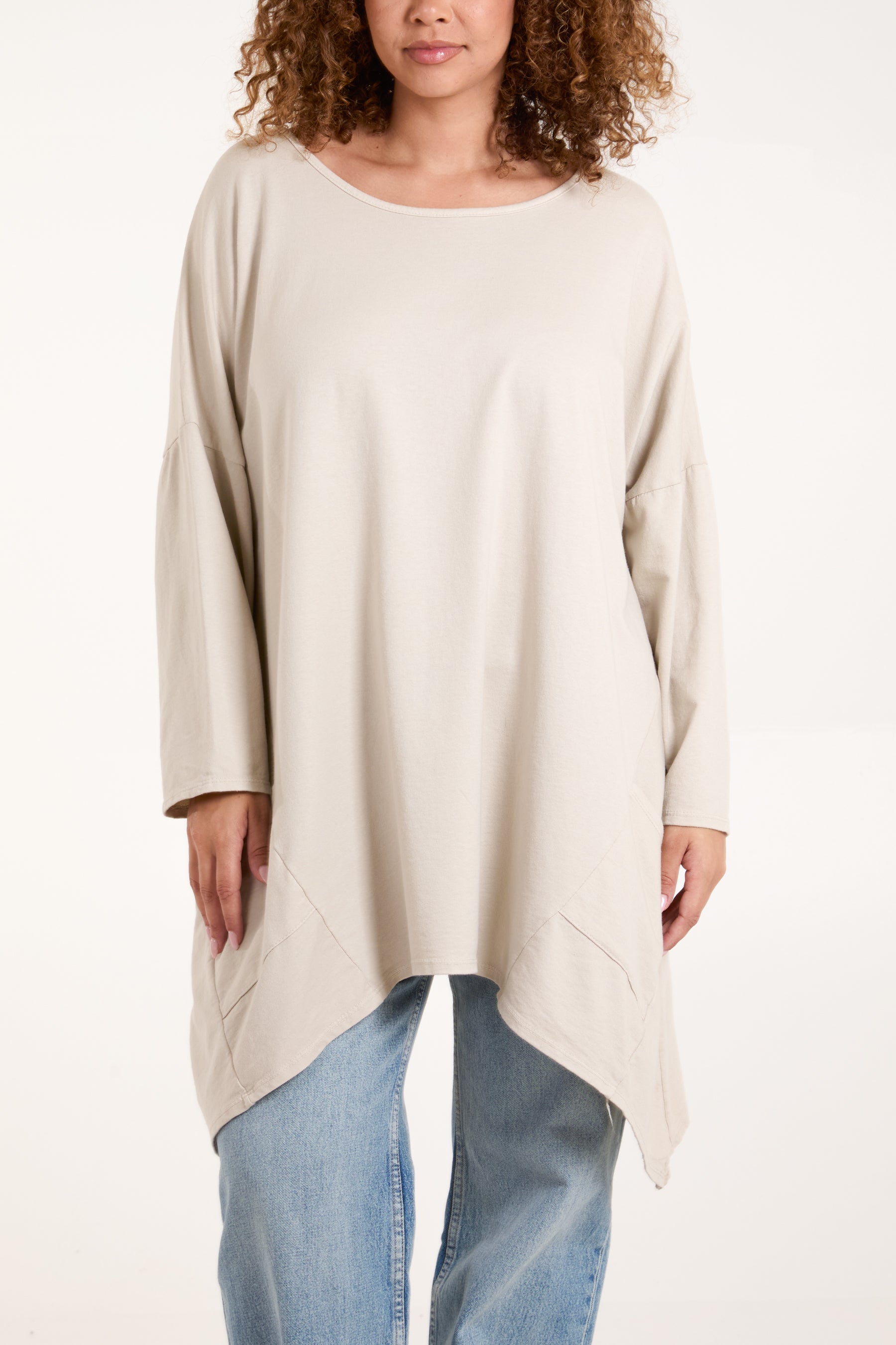 Asymmetric Hem Long Sleeve Top