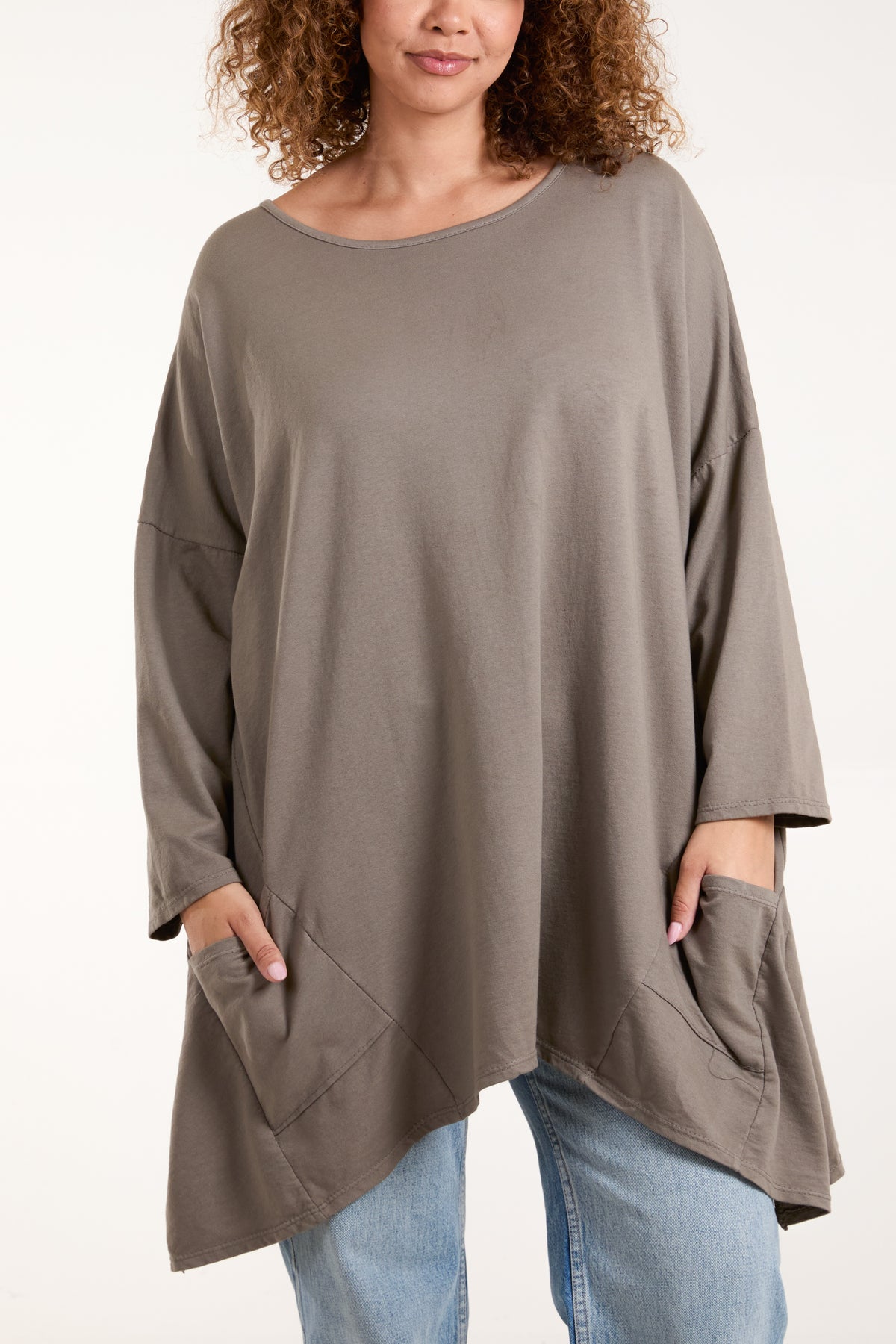 Asymmetric Hem Long Sleeve Top