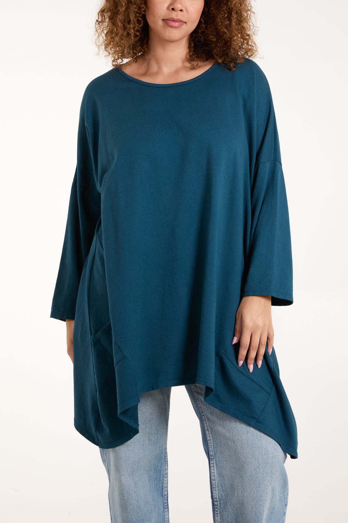 Asymmetric Hem Long Sleeve Top