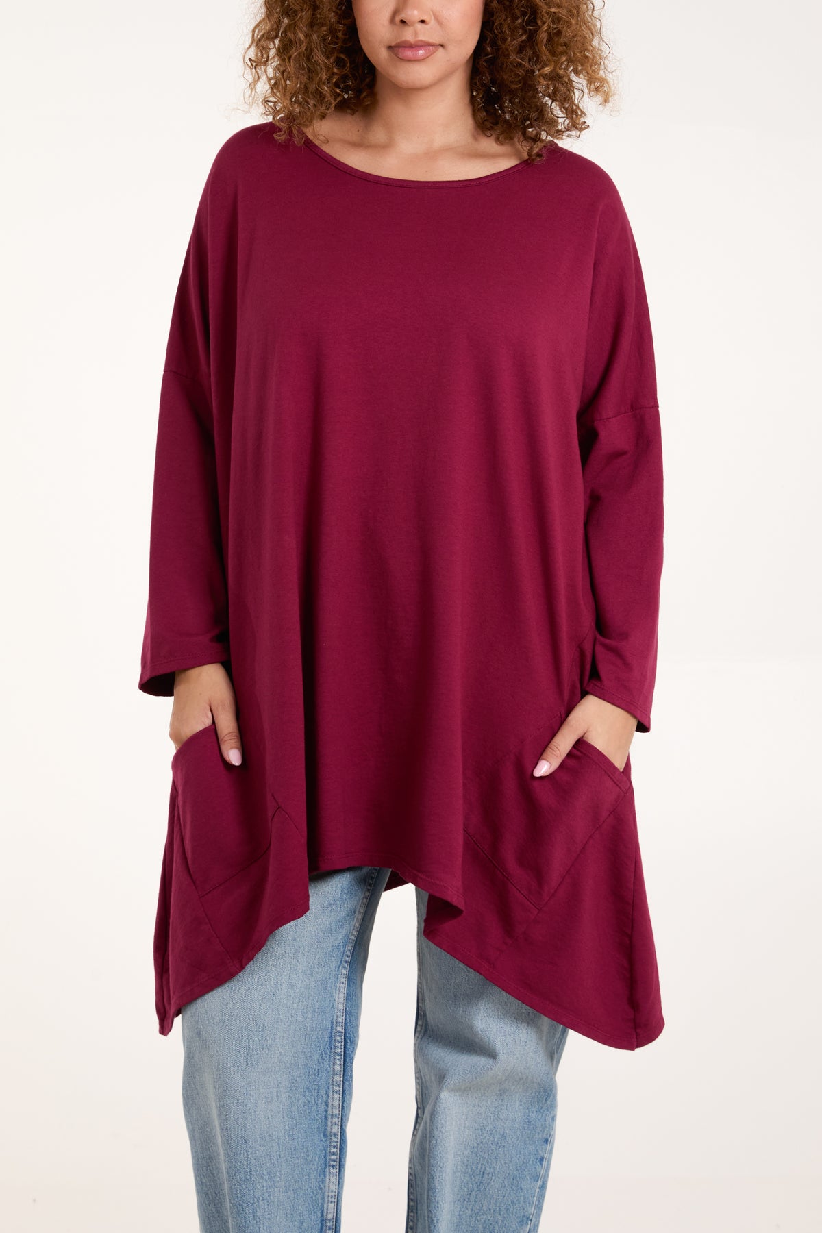 Asymmetric Hem Long Sleeve Top
