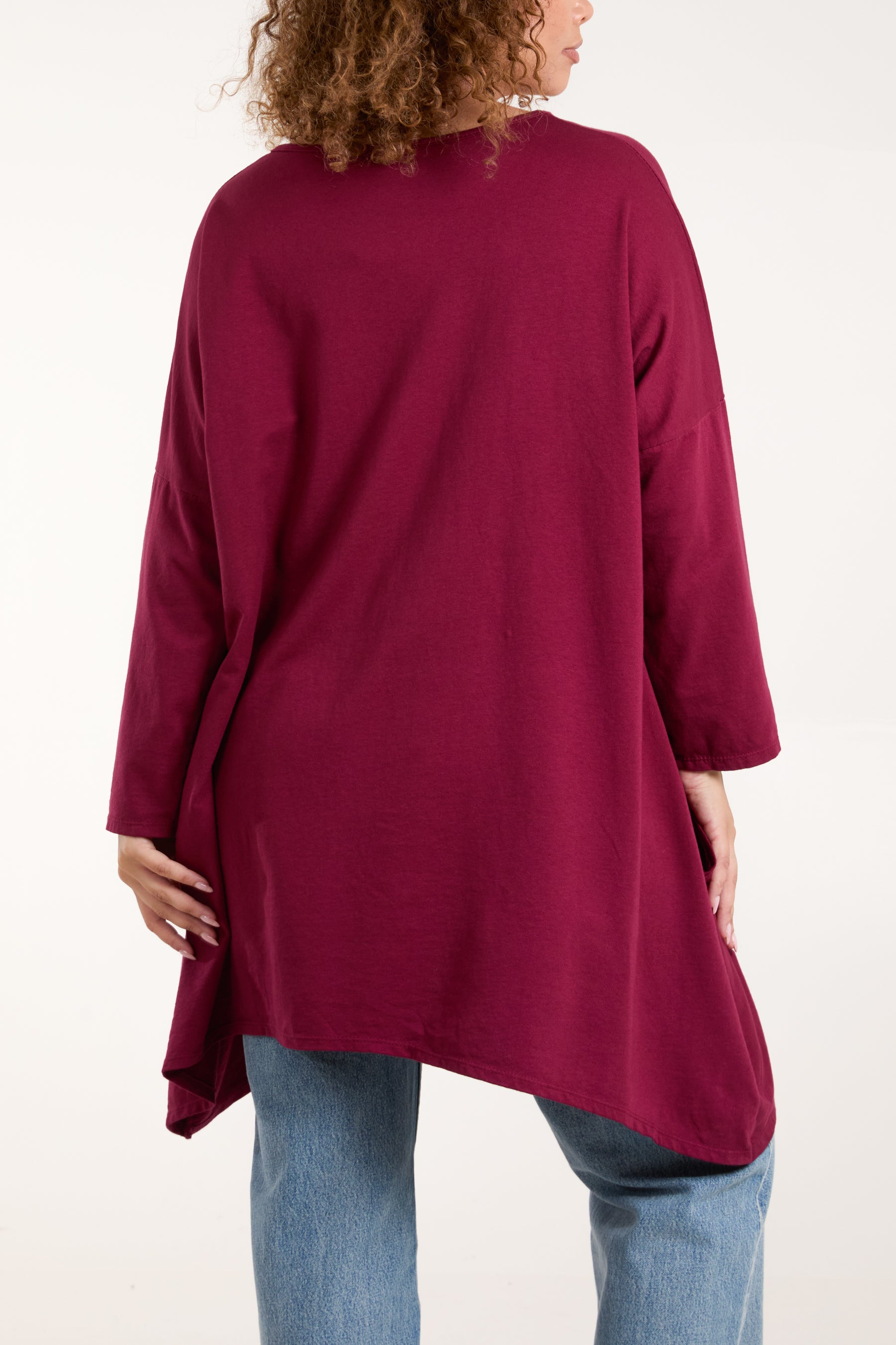 Asymmetric Hem Long Sleeve Top