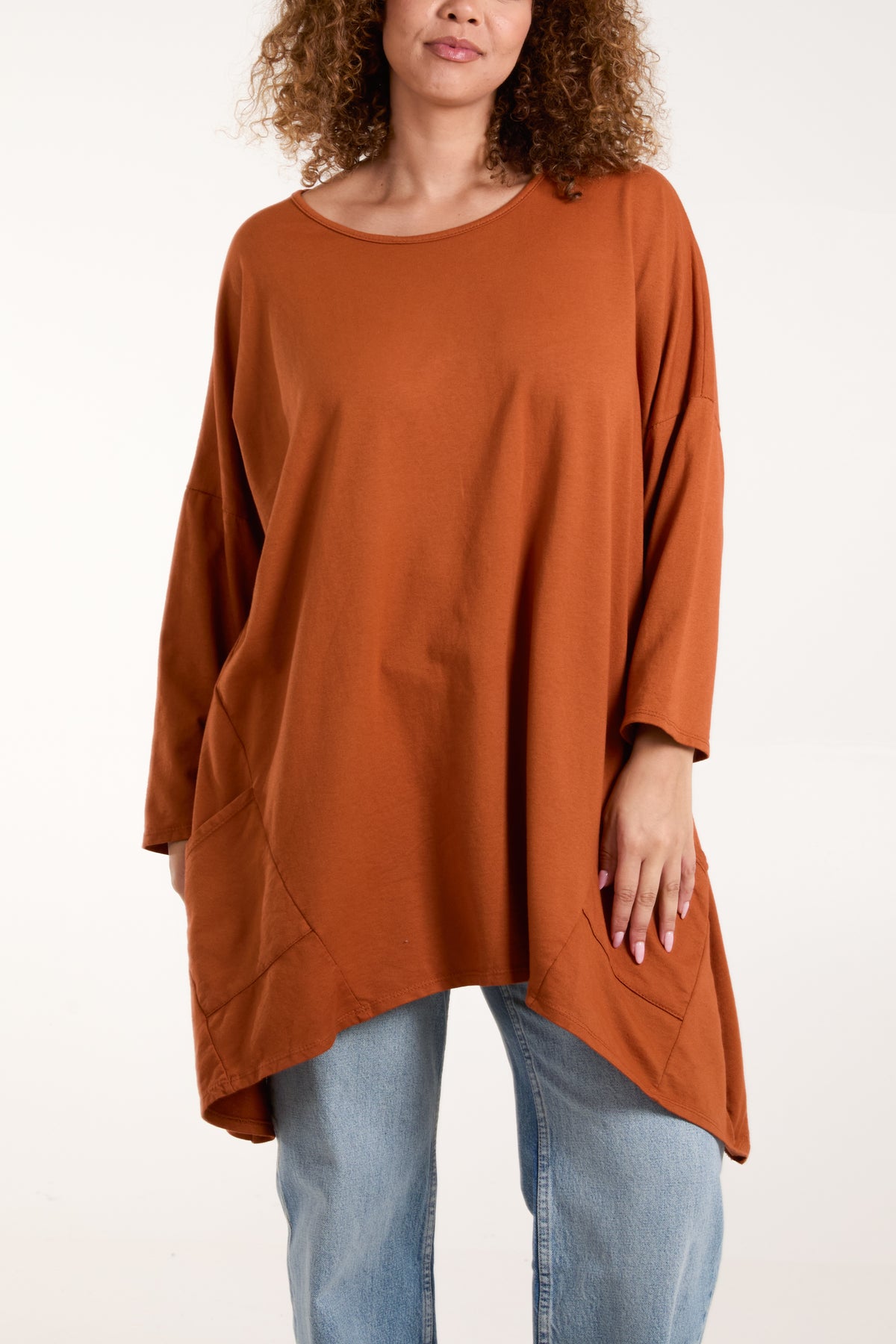 Asymmetric Hem Long Sleeve Top