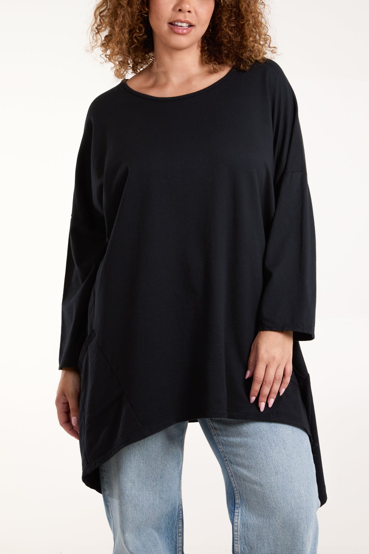 Asymmetric Hem Long Sleeve Top