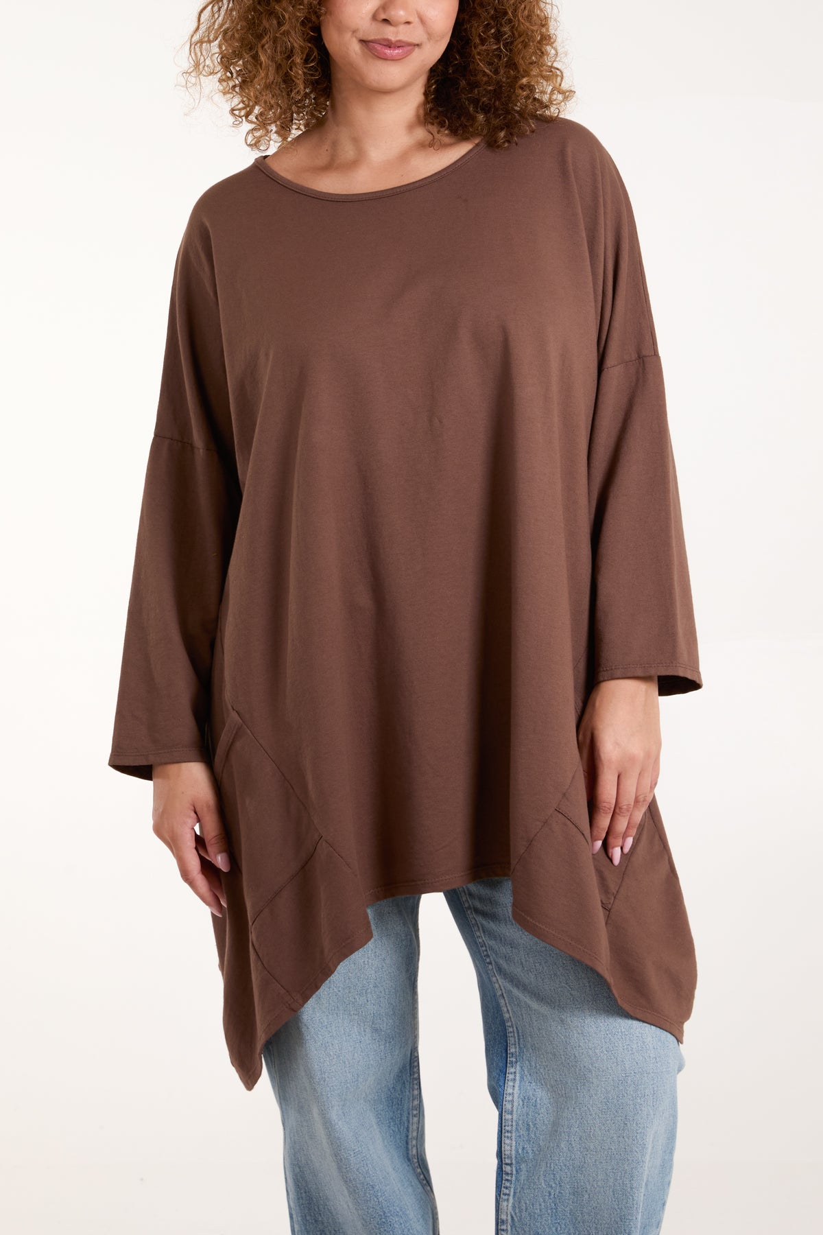 Asymmetric Hem Long Sleeve Top