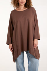 Asymmetric Hem Long Sleeve Top