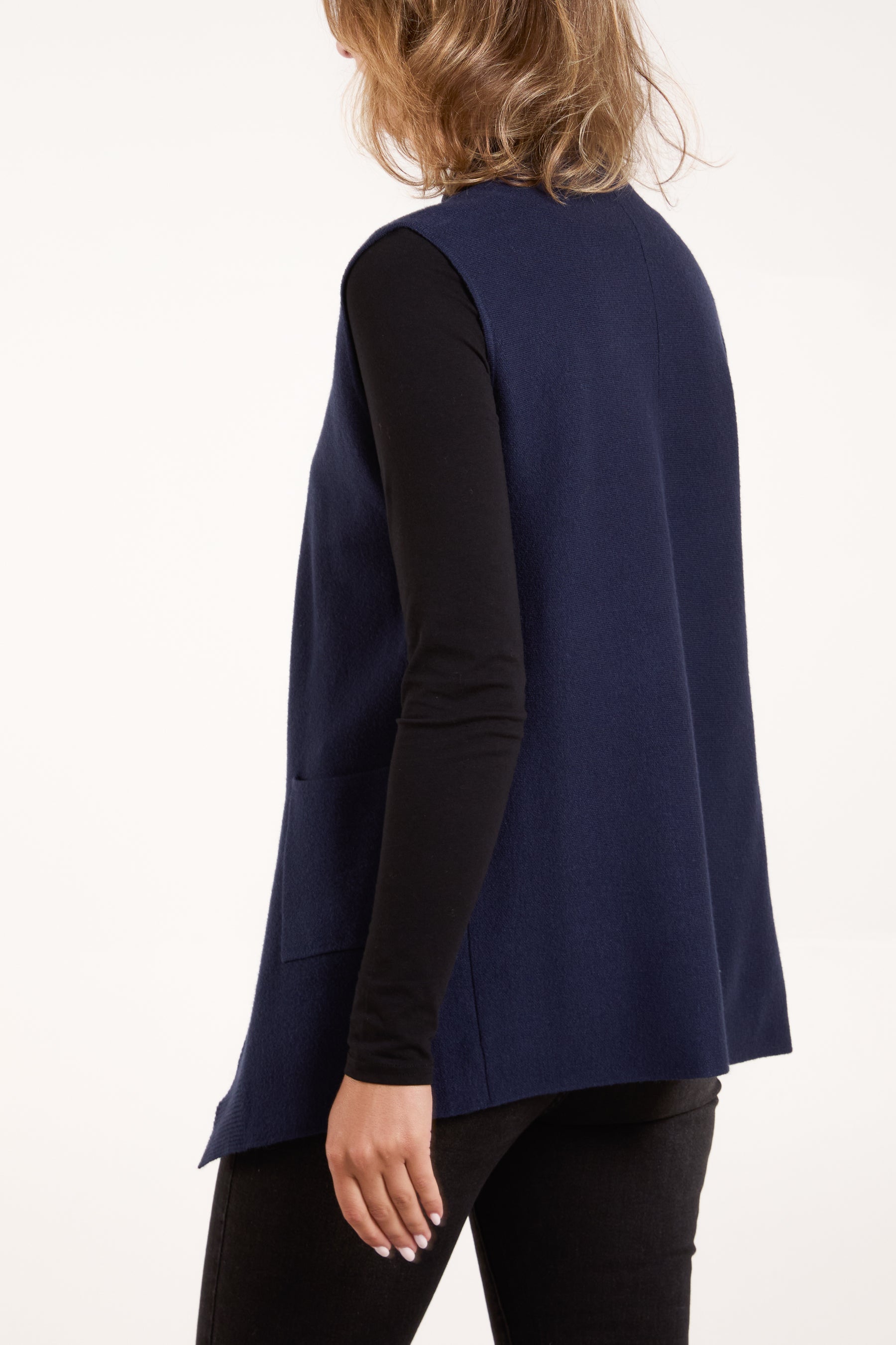 Longline Pocket Knitted Waistcoat