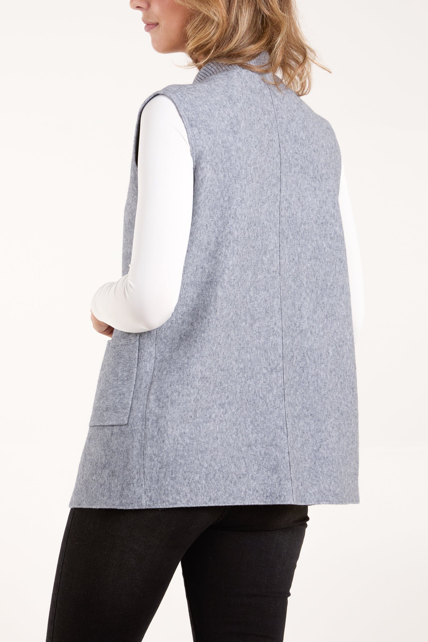 Longline Pocket Knitted Waistcoat
