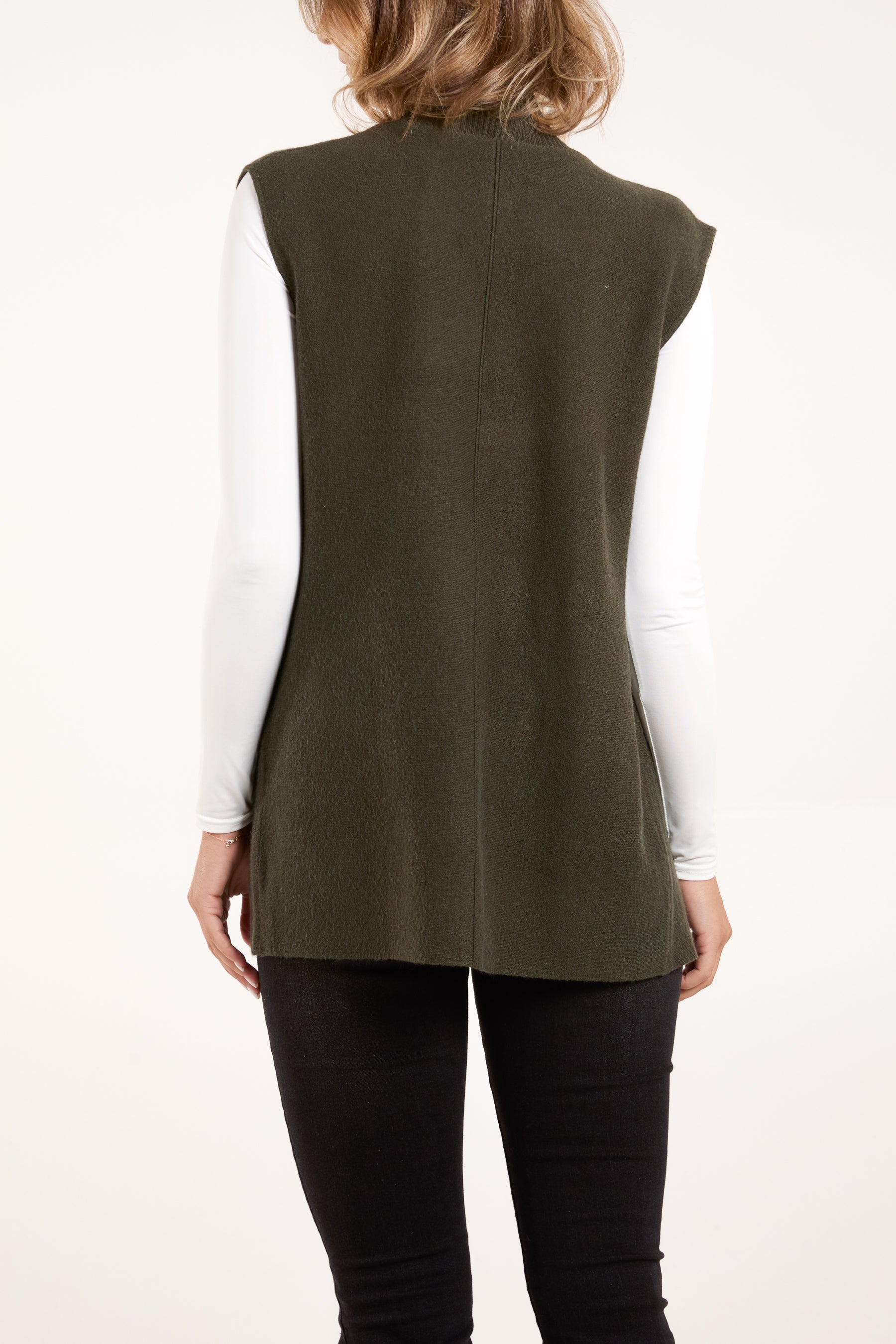 Longline Pocket Knitted Waistcoat