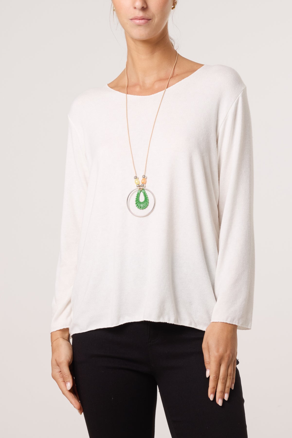 Necklace Fine Knit V-Neck Jumper