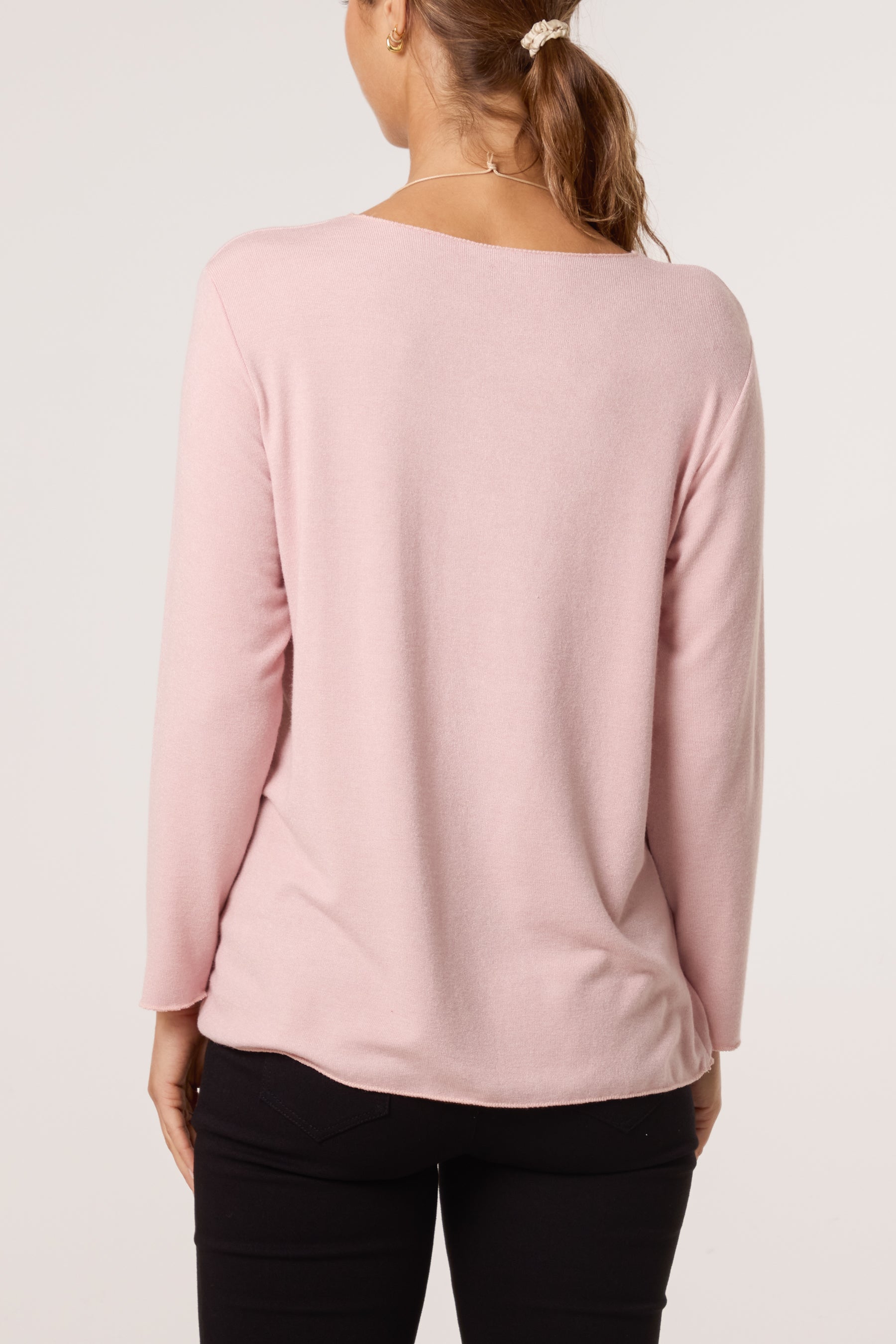 Necklace Fine Knit V-Neck Jumper
