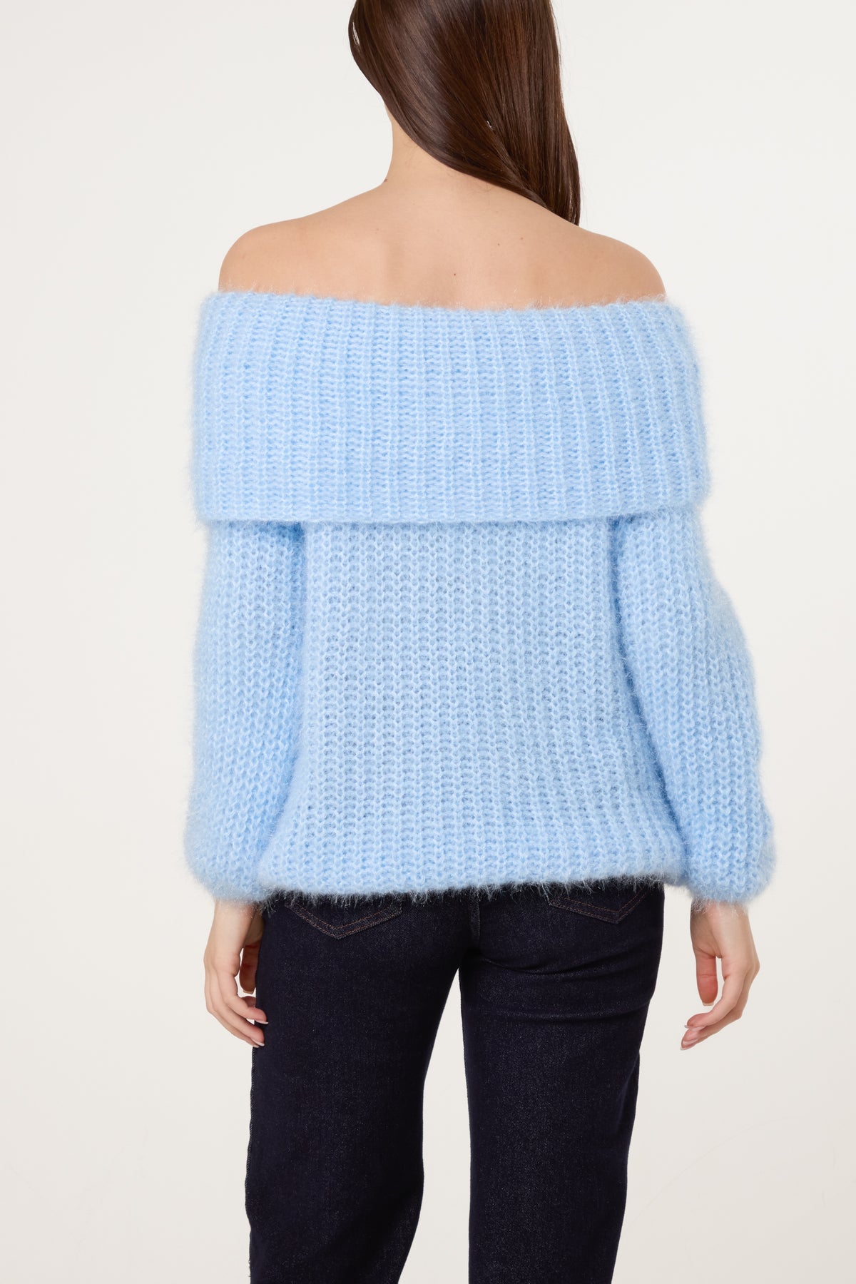 Fluffy Knit Off Shoulders Jumper