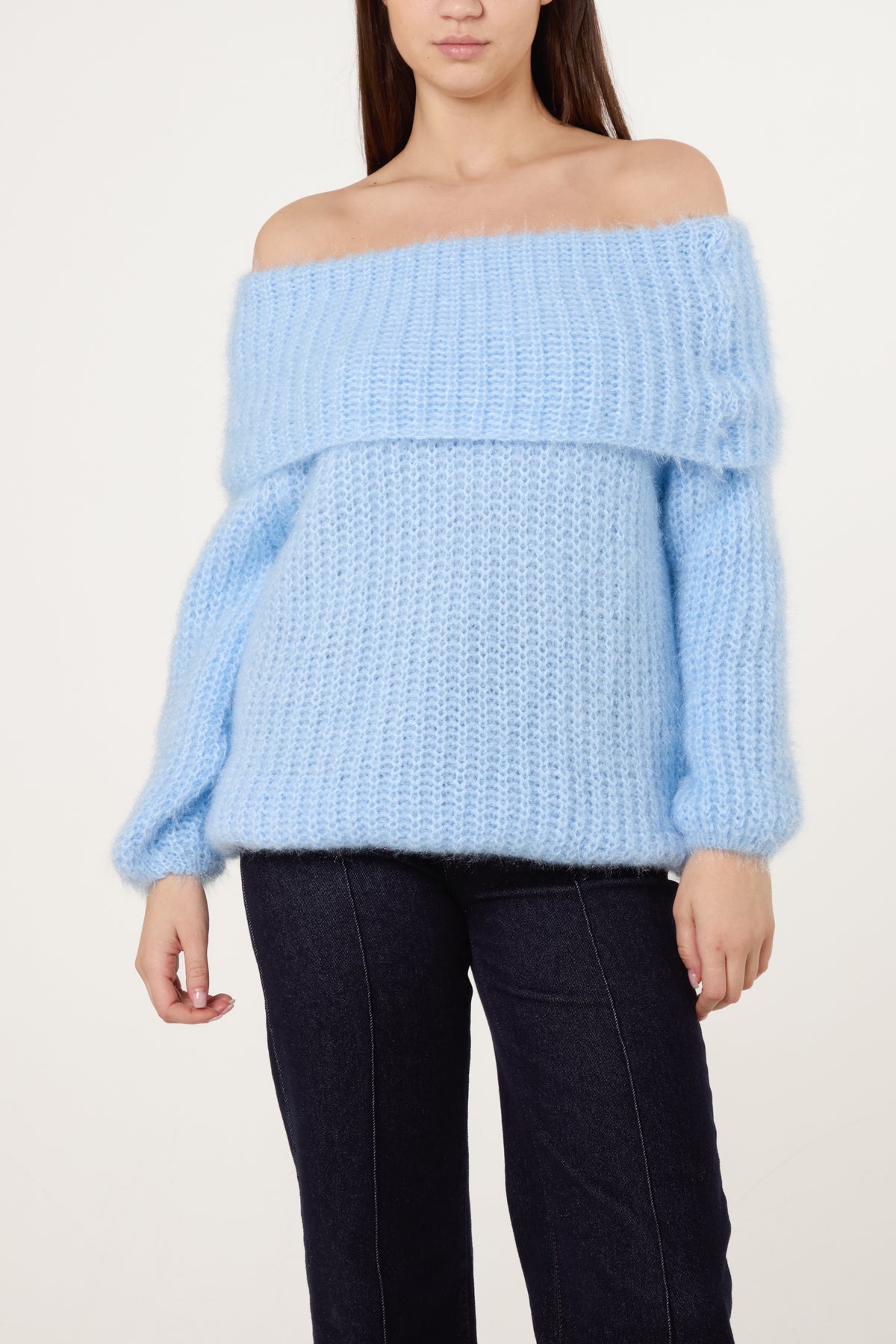 Fluffy Knit Off Shoulders Jumper